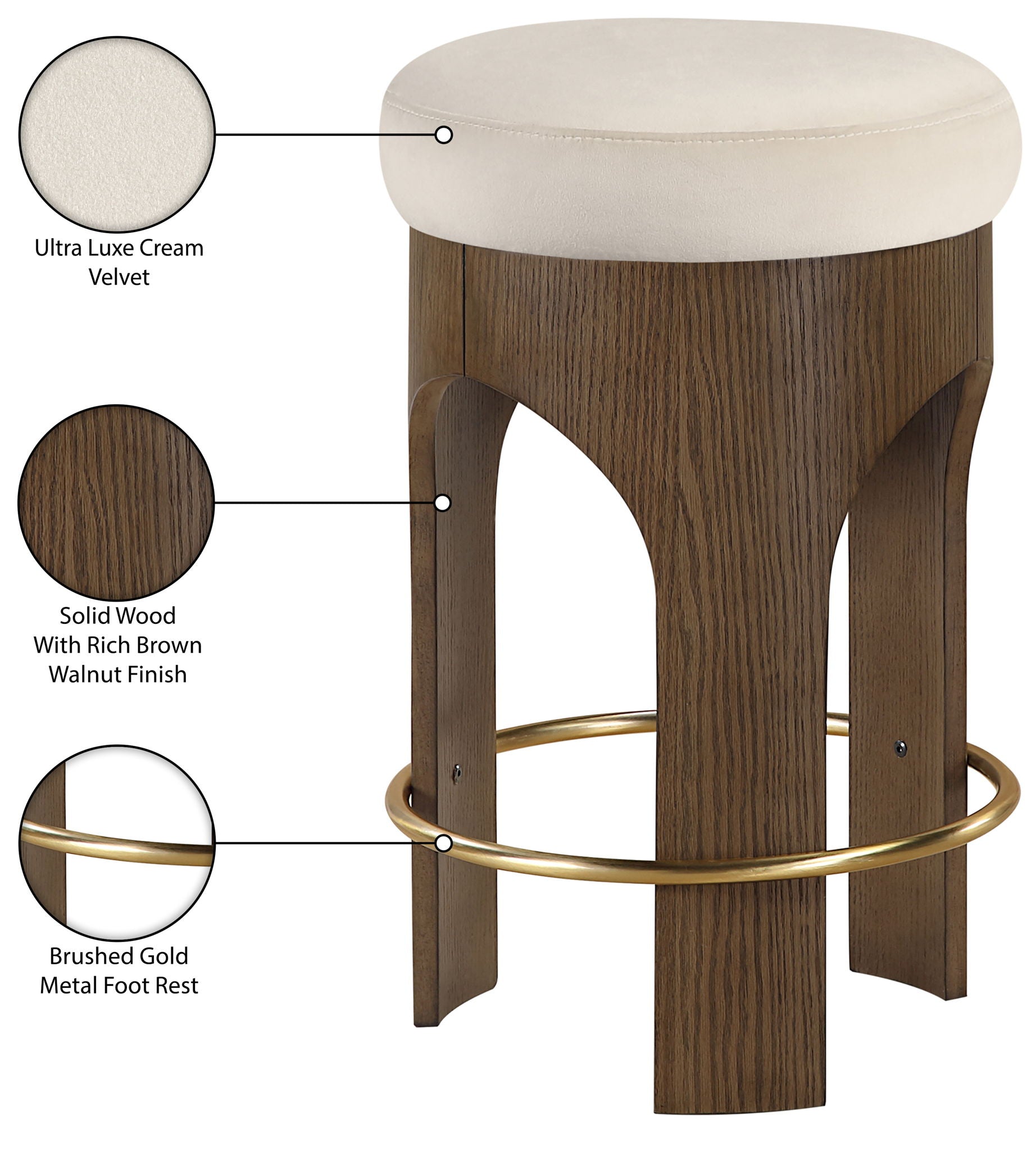 Bocceli - Counter Stool - Brown Base