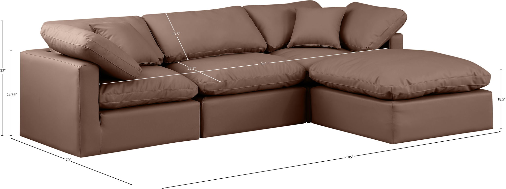 Indulge - Faux Leather 4 Piece Modular Sectional With Chaise
