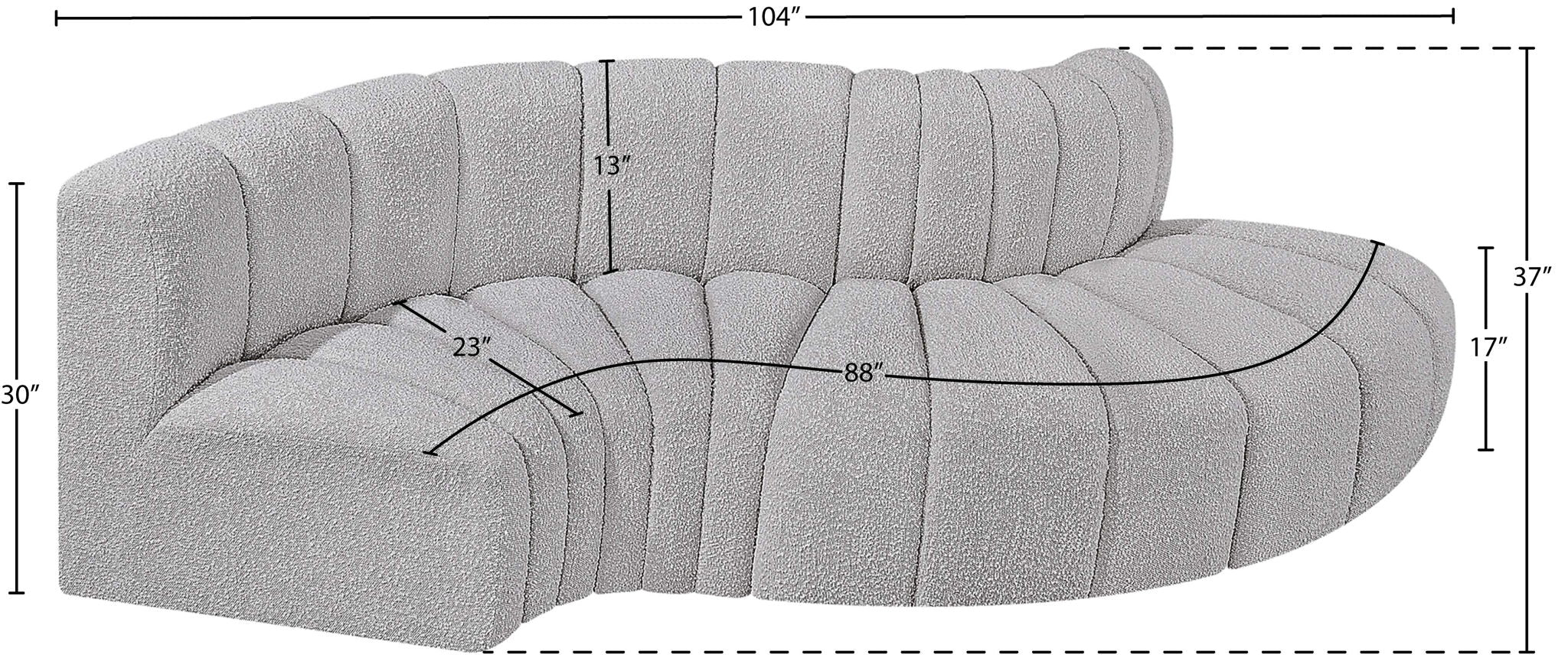 Arc - Boucle Fabric 4 Piece L-Shaped Modular Sofa