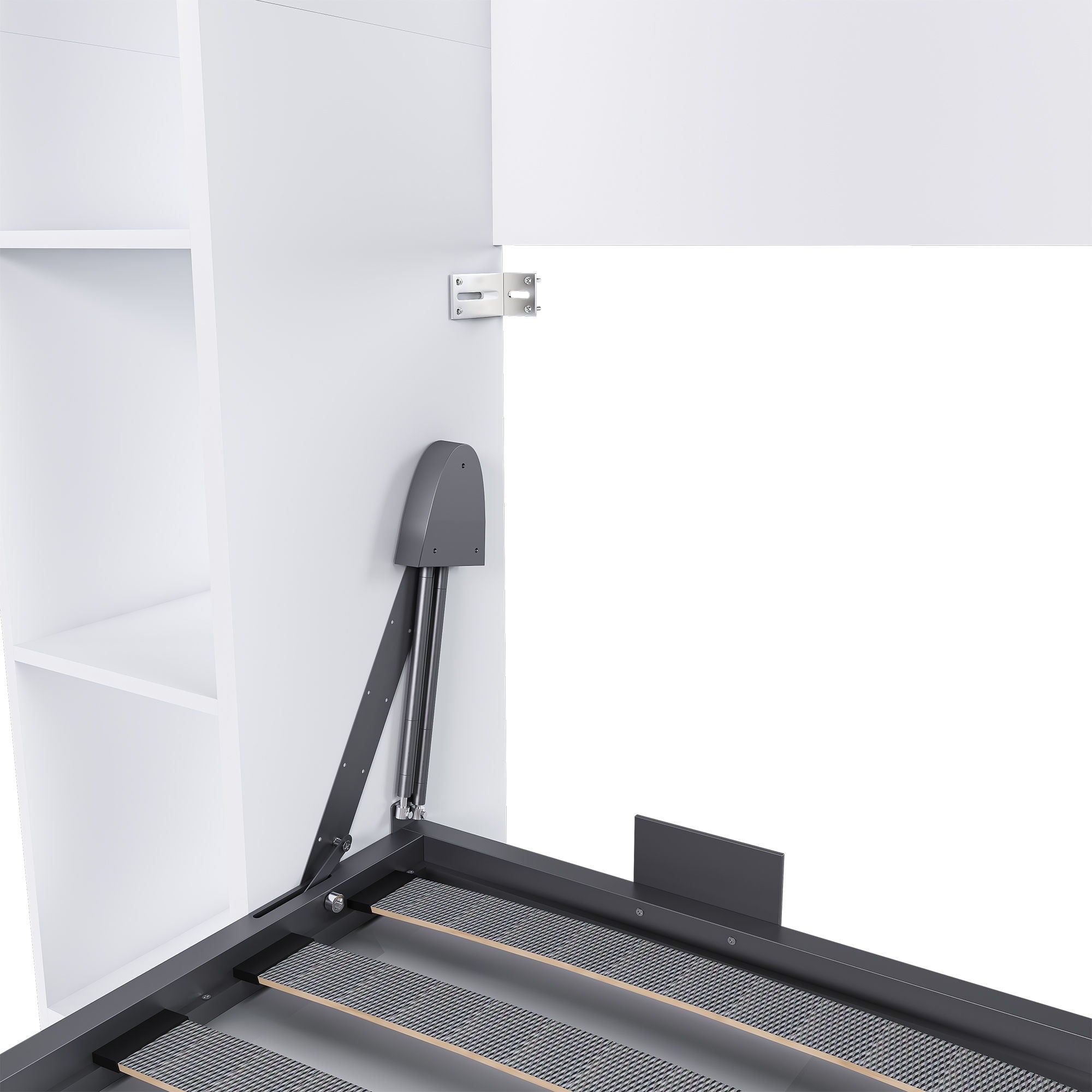 Queen Murphy Bed With Storage Cabinet, Foldable Wall Bed For Bedrooms - White