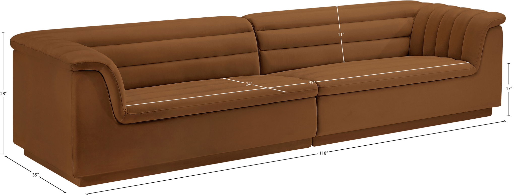 Cascade - Velvet Modular Sofa - Saddle