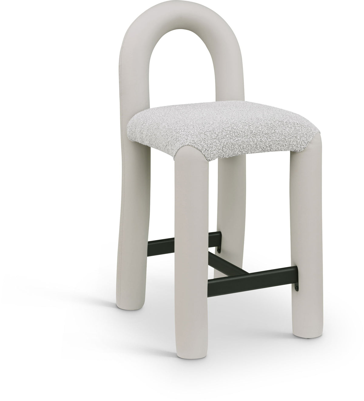 Amari - Vegan Leather and Boucle Fabric Stool
