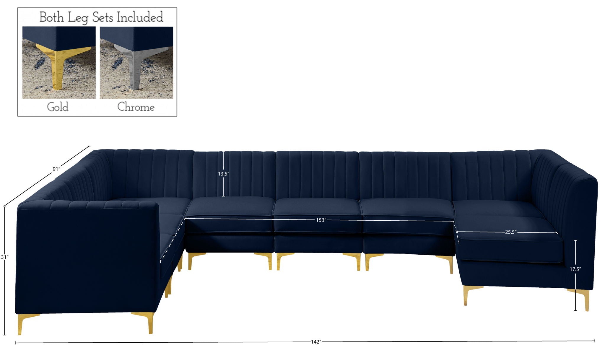 Alina - 8 Piece Velvet Modular Sectional
