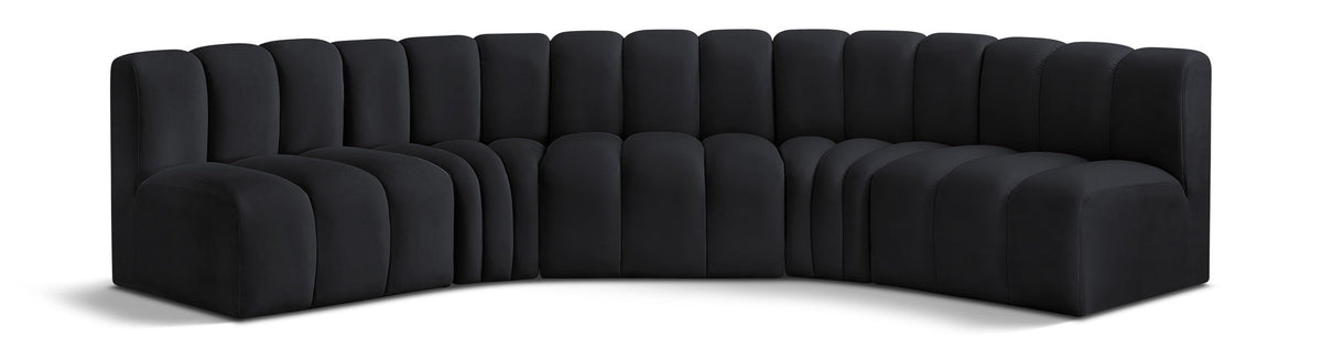 Arc - Velvet 5 Piece U-Shaped Modular Sofa