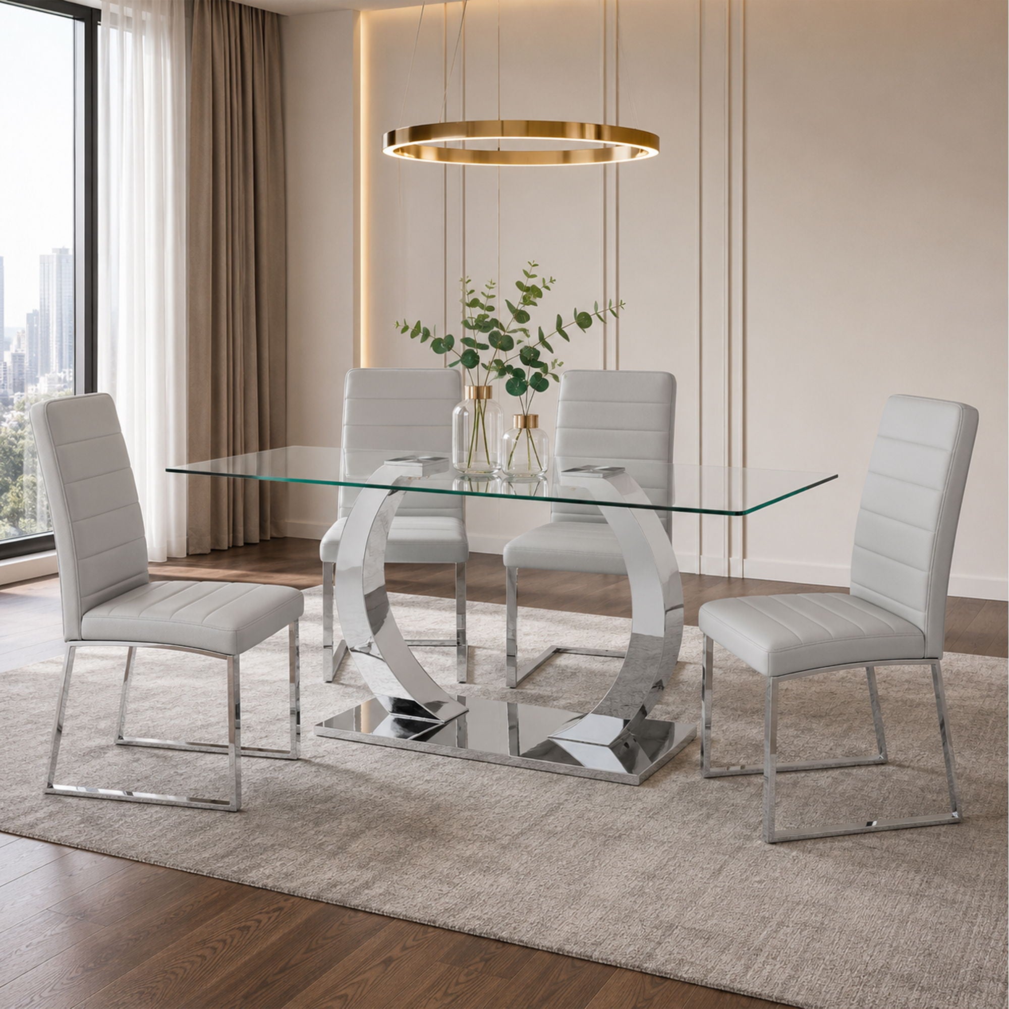 Oversized Dining Chairs (Set of 4) - Light Gray