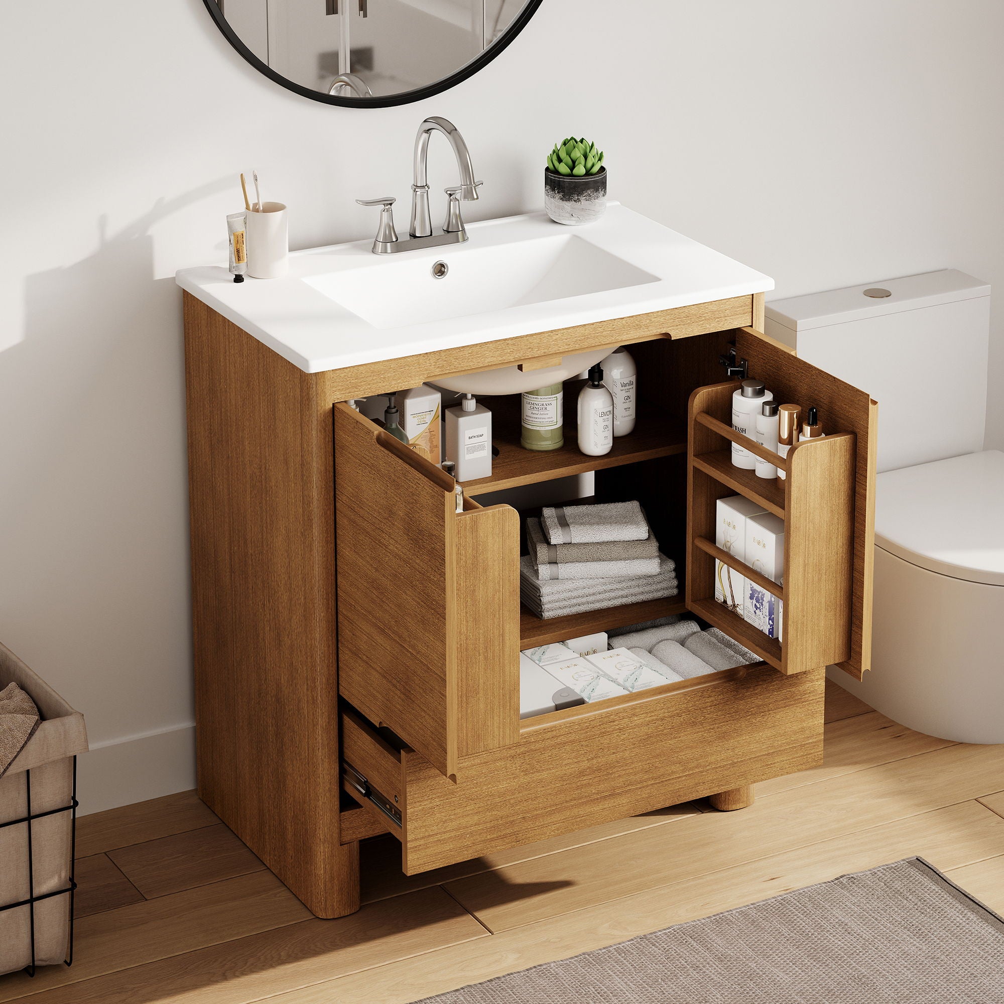 Softened Modern Bathroom Vanity With Sink