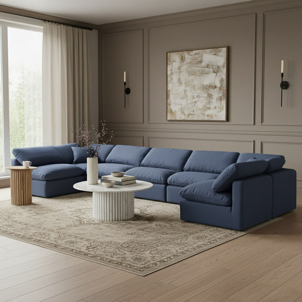 Indulge - Linen 7 Piece Modular U-Shaped Sectional