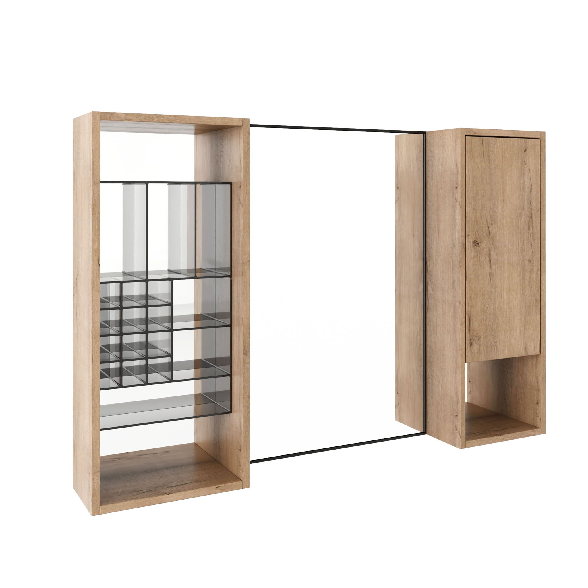 41.3" Wall Mounted Cabinet With Storage, Medicine Cabinet With Door And Adjustable Shelves - Imitative Oak