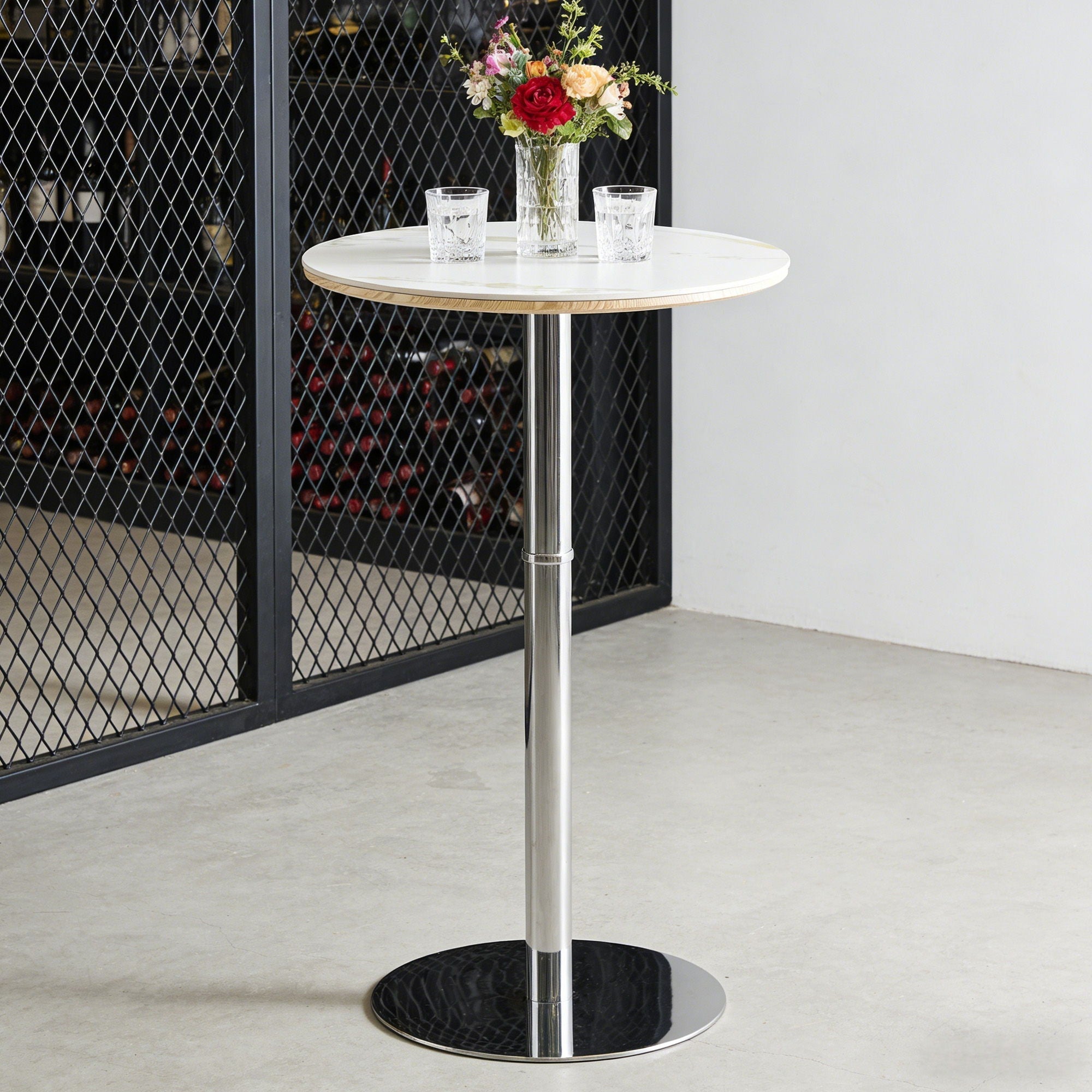 Circular Bar Table - White / Silver