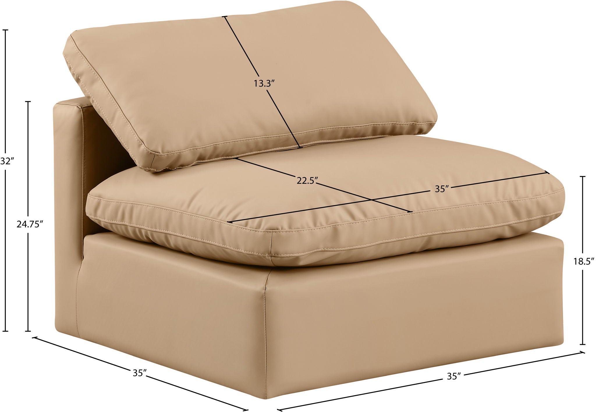Indulge - Faux Leather Armless Chair - Tan