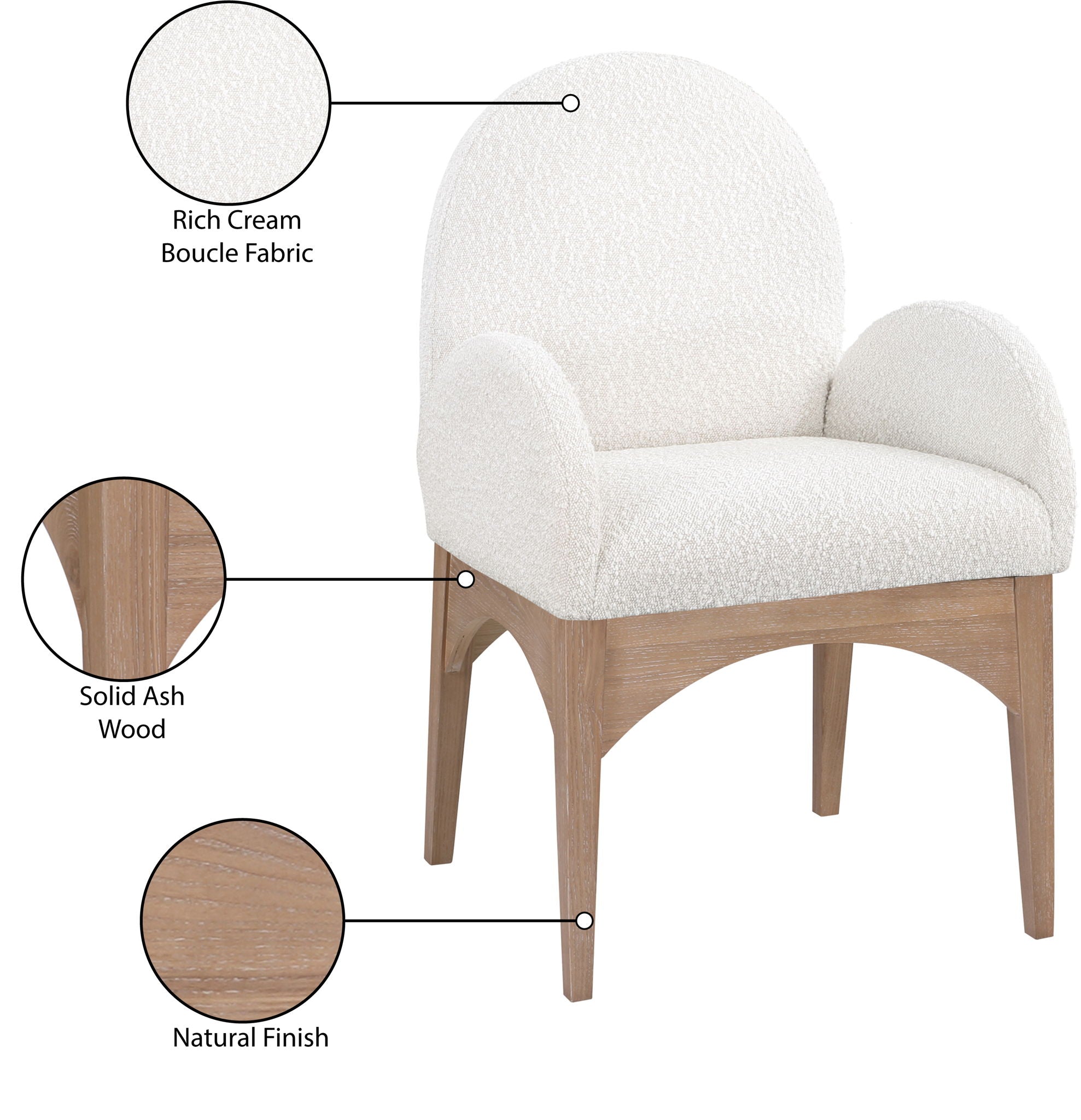 Waldorf - Boucle Dining Arm Chair With Natural Legs