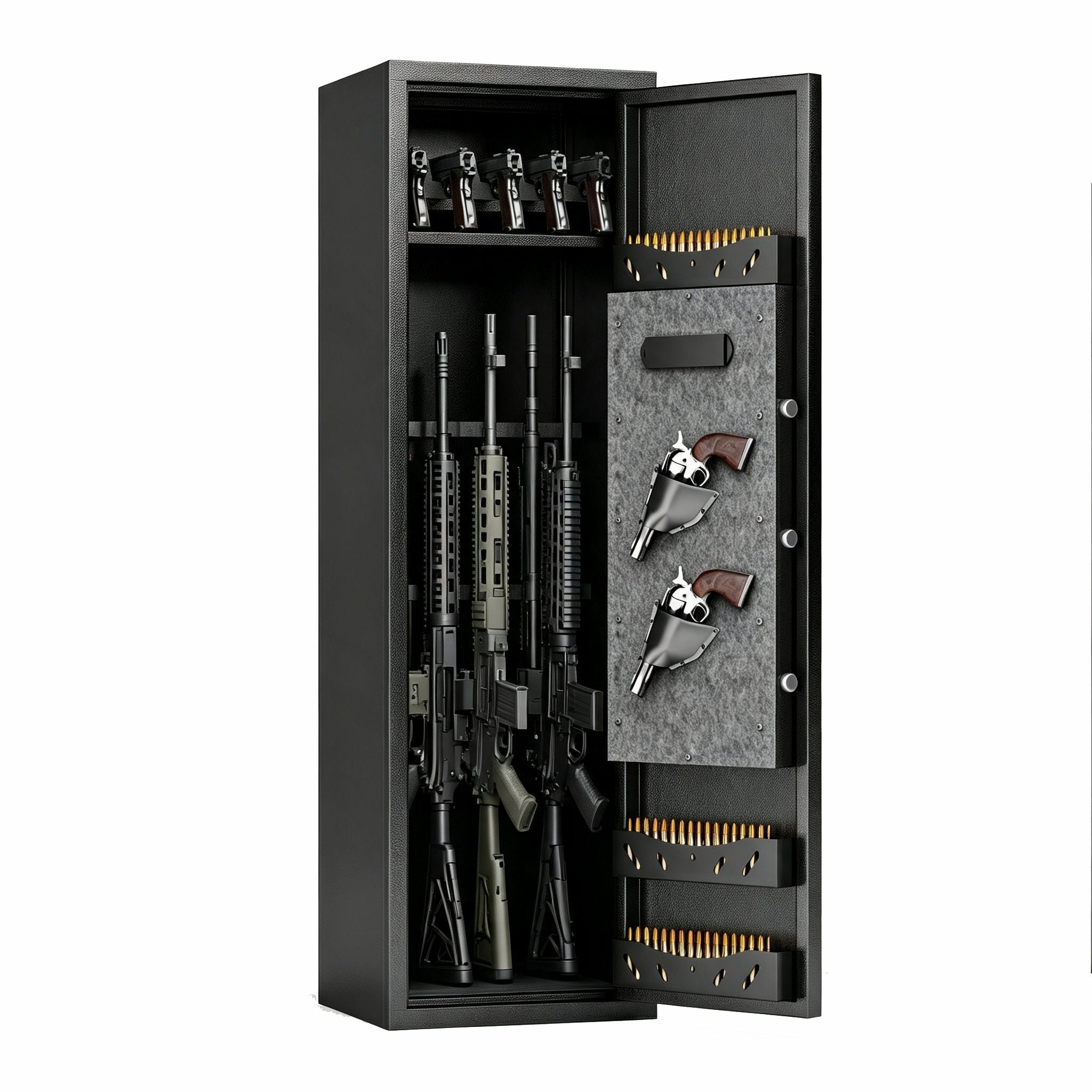 Gun Safe For Rifles & Handguns, Keypad Lock Security Storage Cabinet - Black