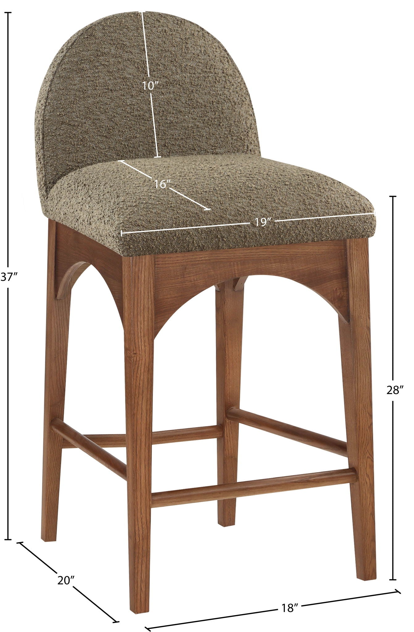 Waldorf - Boucle Stool With Brown Legs