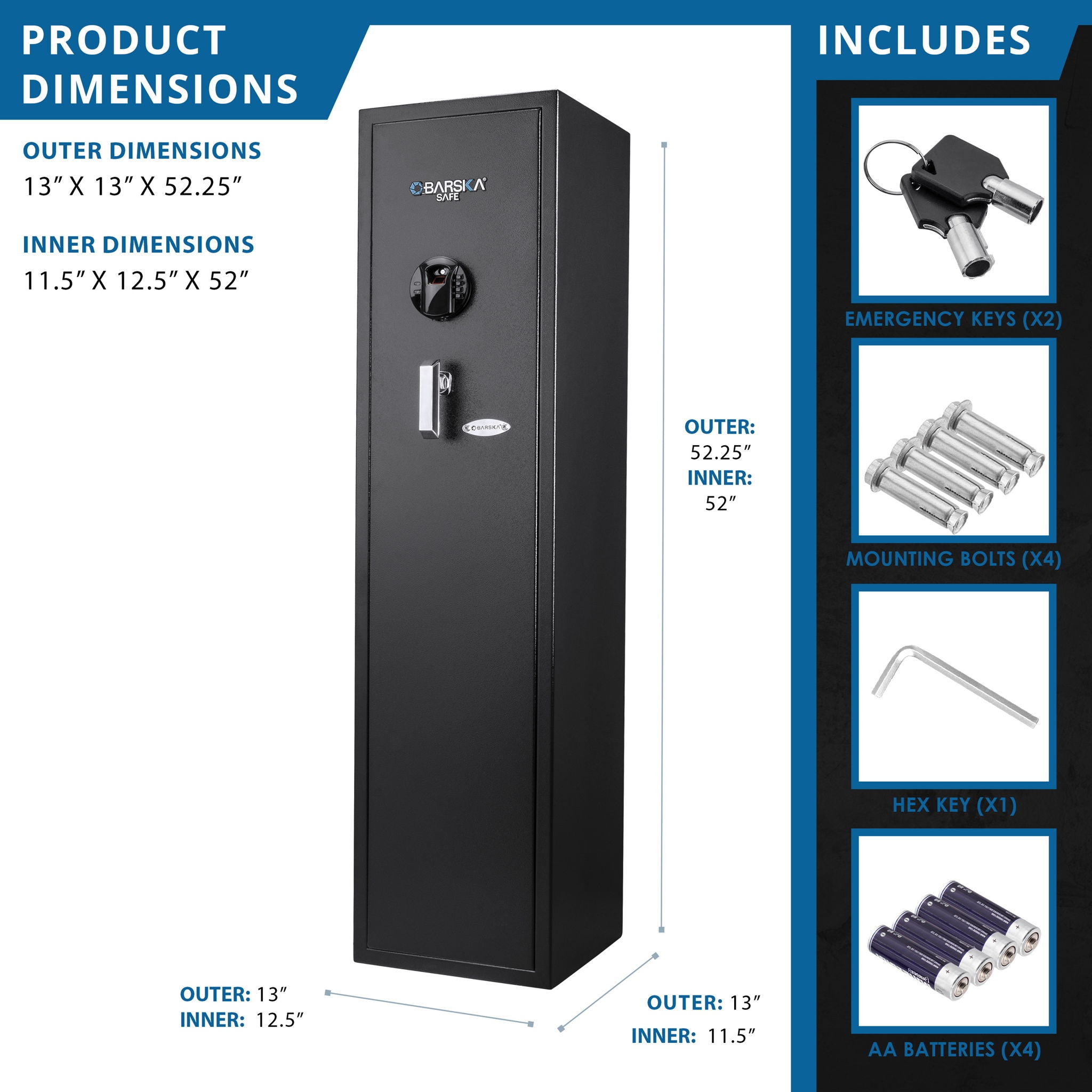 4.33 Cu Ft Biometric Keypad Rifle Safe - Black