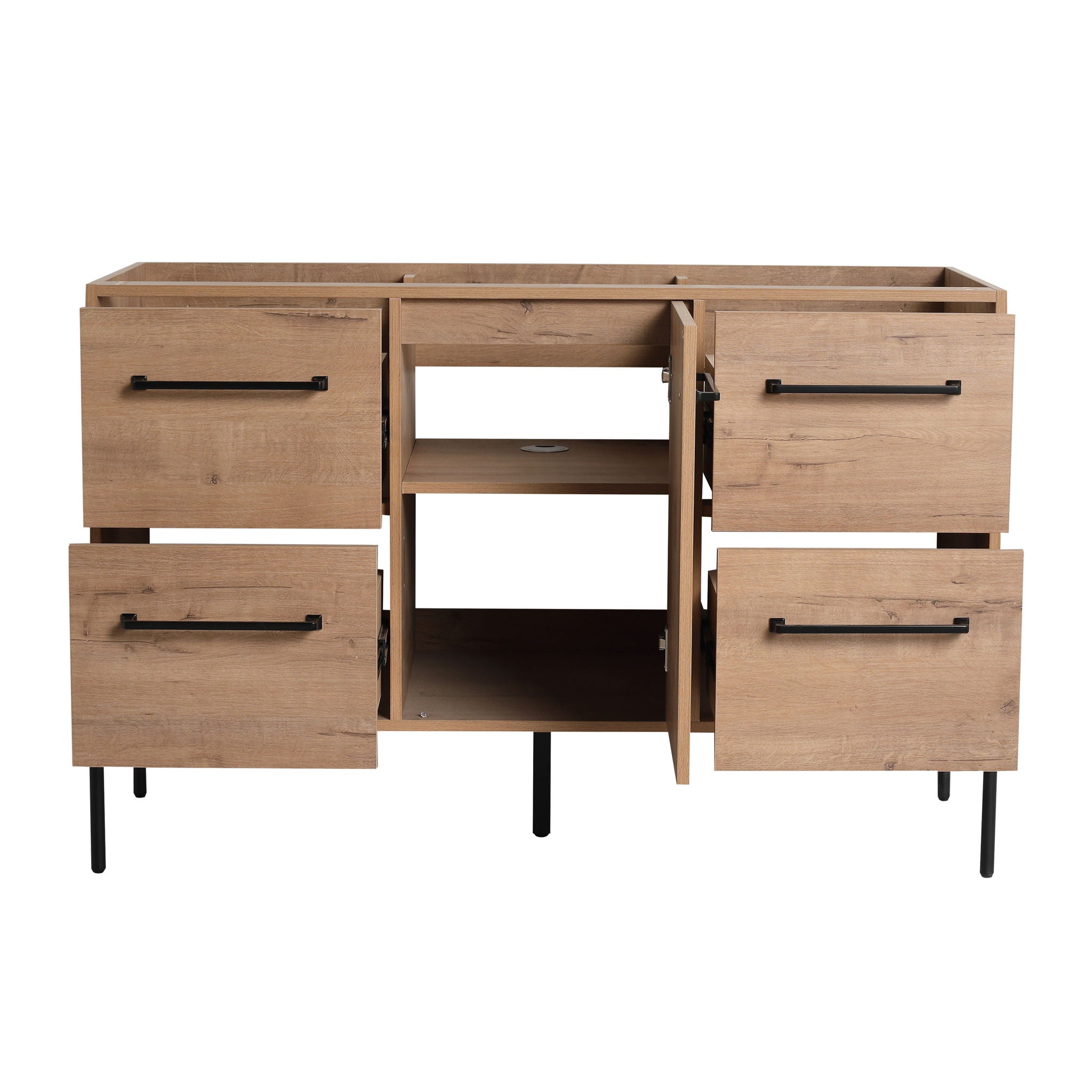 46" Freestanding Bathroom Vanity With Soft Close Doors And 4 Drawers, (Vanity Only) - Imitative Oak