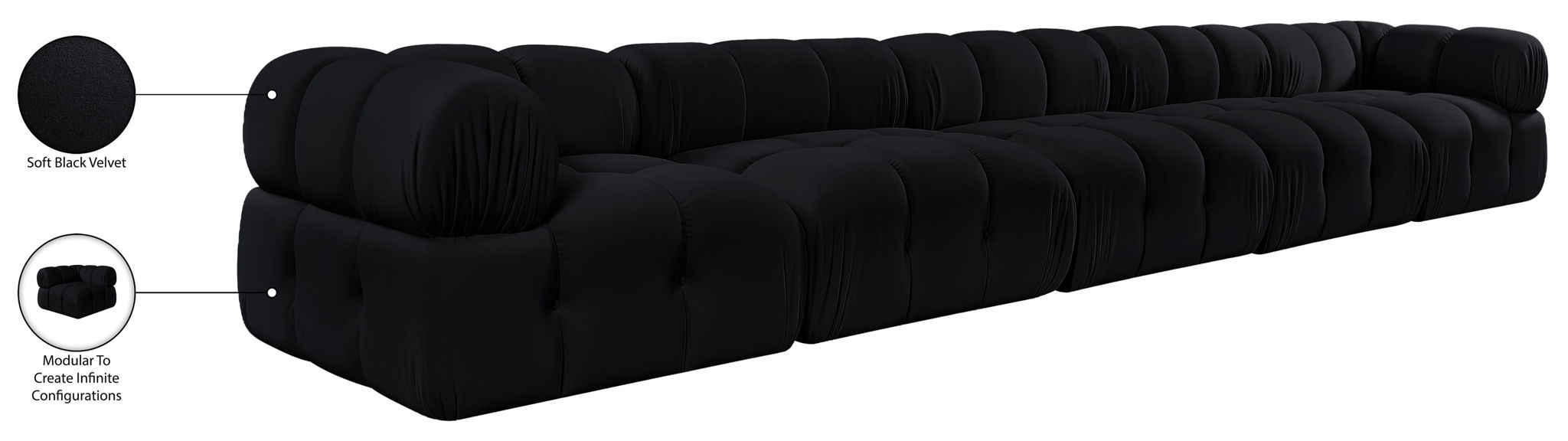 Orin - Fabric Velvet 5 Piece Modular Sofa