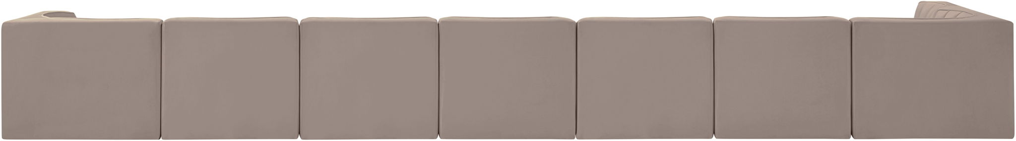 Rummi - Velvet Performance Fabric Upholstered 8 Piece Modular Sectional, L-Shaped (Right)
