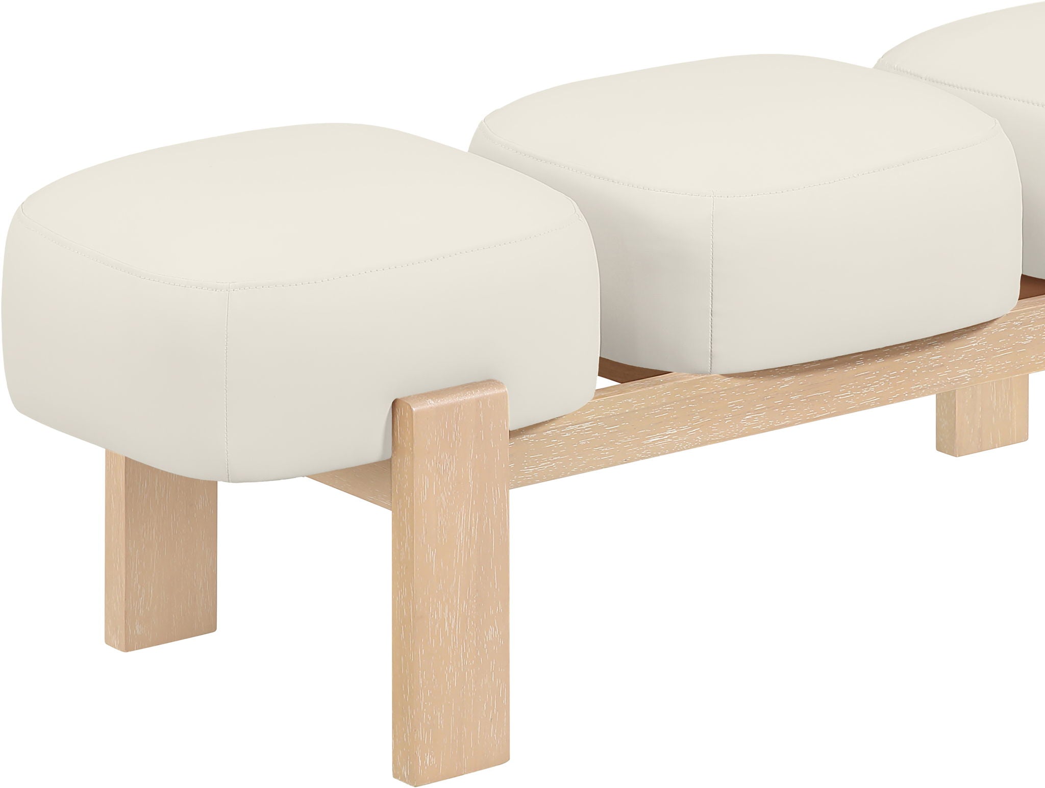 Woodcrest - Vegan Leather Upholstered Bench - Painted Natural Base
