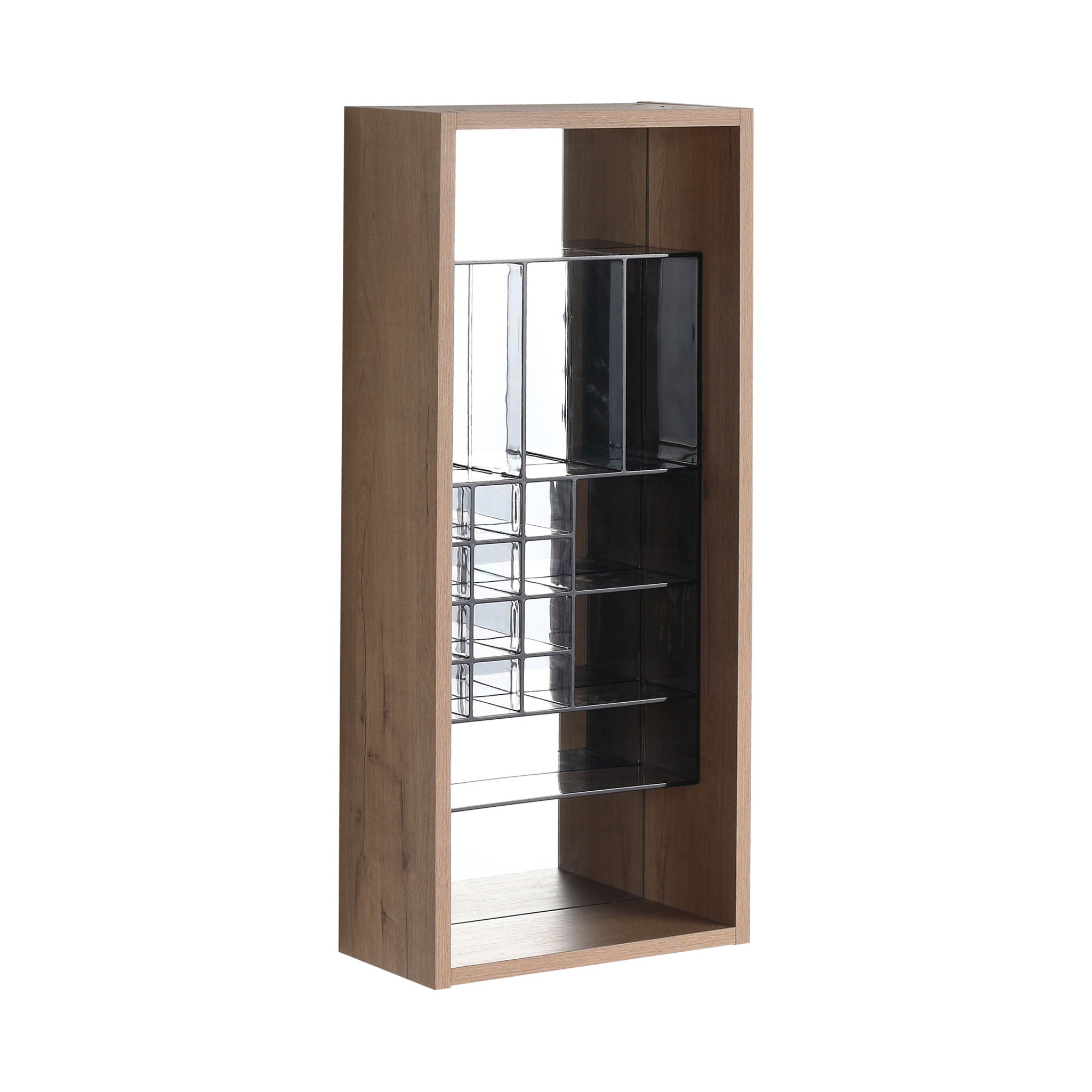 12" Wall Mounted Mirror Cabinet With Storage - Imitative Oak