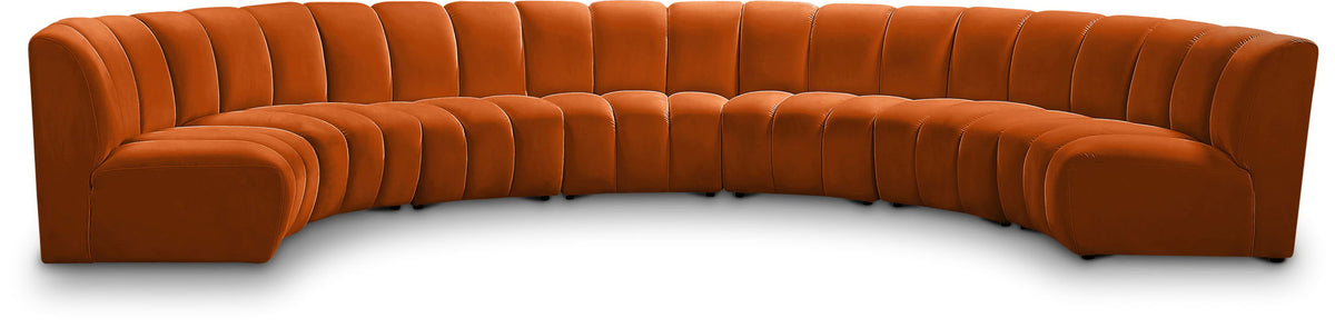 Infinity - 7 Piece Velvet Modular Sectional - Light Brown