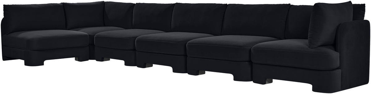 Hammond - Velvet Performance Fabric Upholstered 6 Piece L-Shaped Armless Sectional