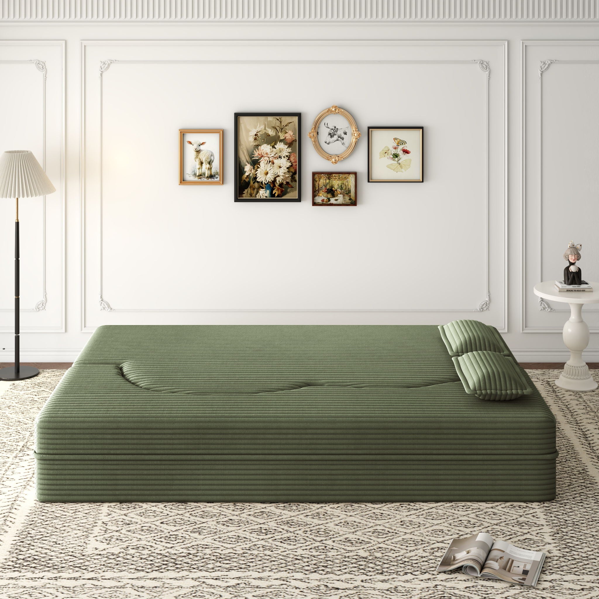 Convertible Foam-Filled Sleeper Sofa Bed With 2 Pillows