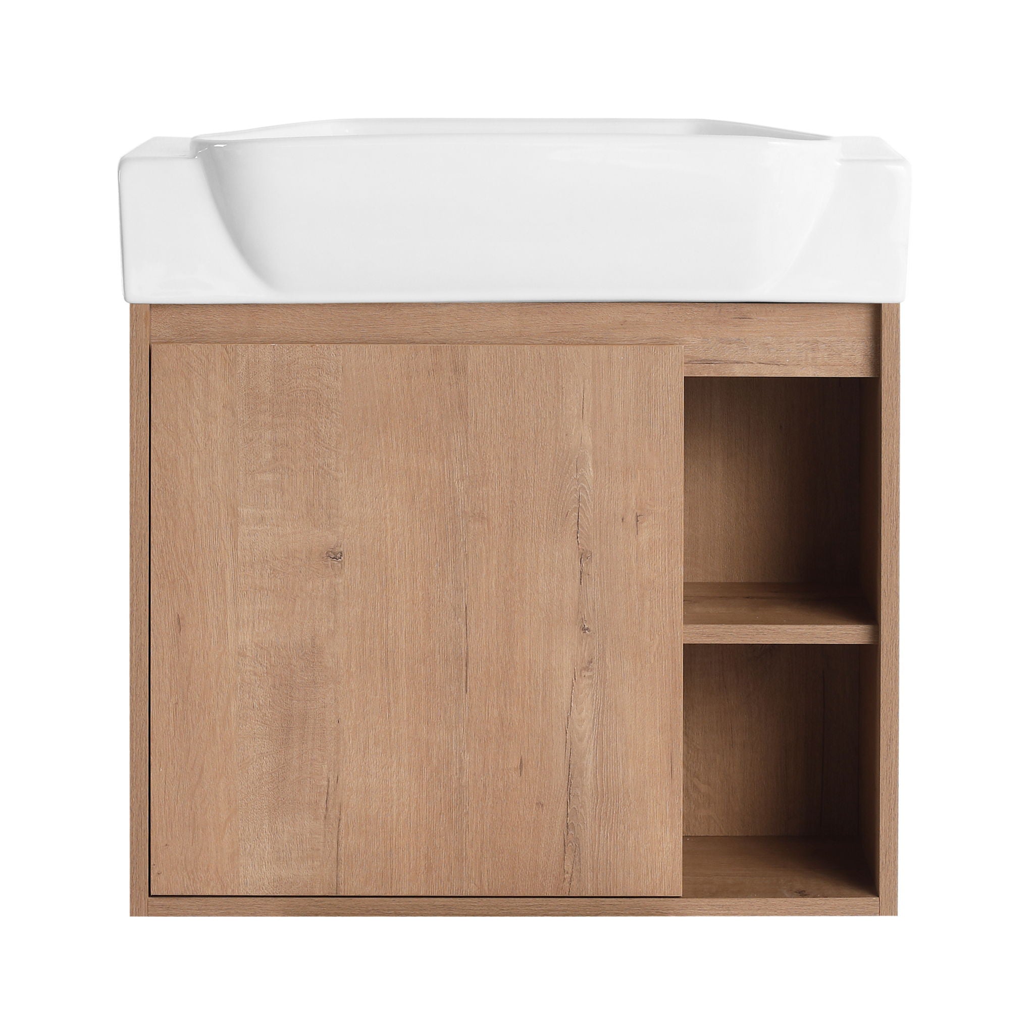 24" Wall Mounted Bathroom Vanity & Sink & Soft Close Door - Imitative Oak / White