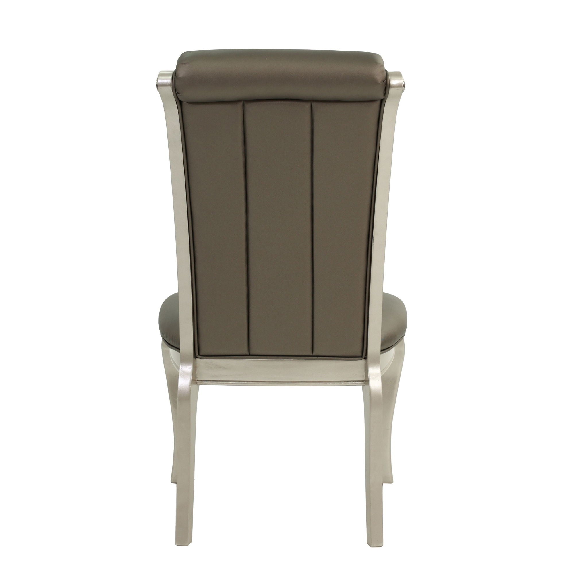 Rectangle Dining Table With Glass Top And 6 Tufted Back Chairs - Gray / Silver