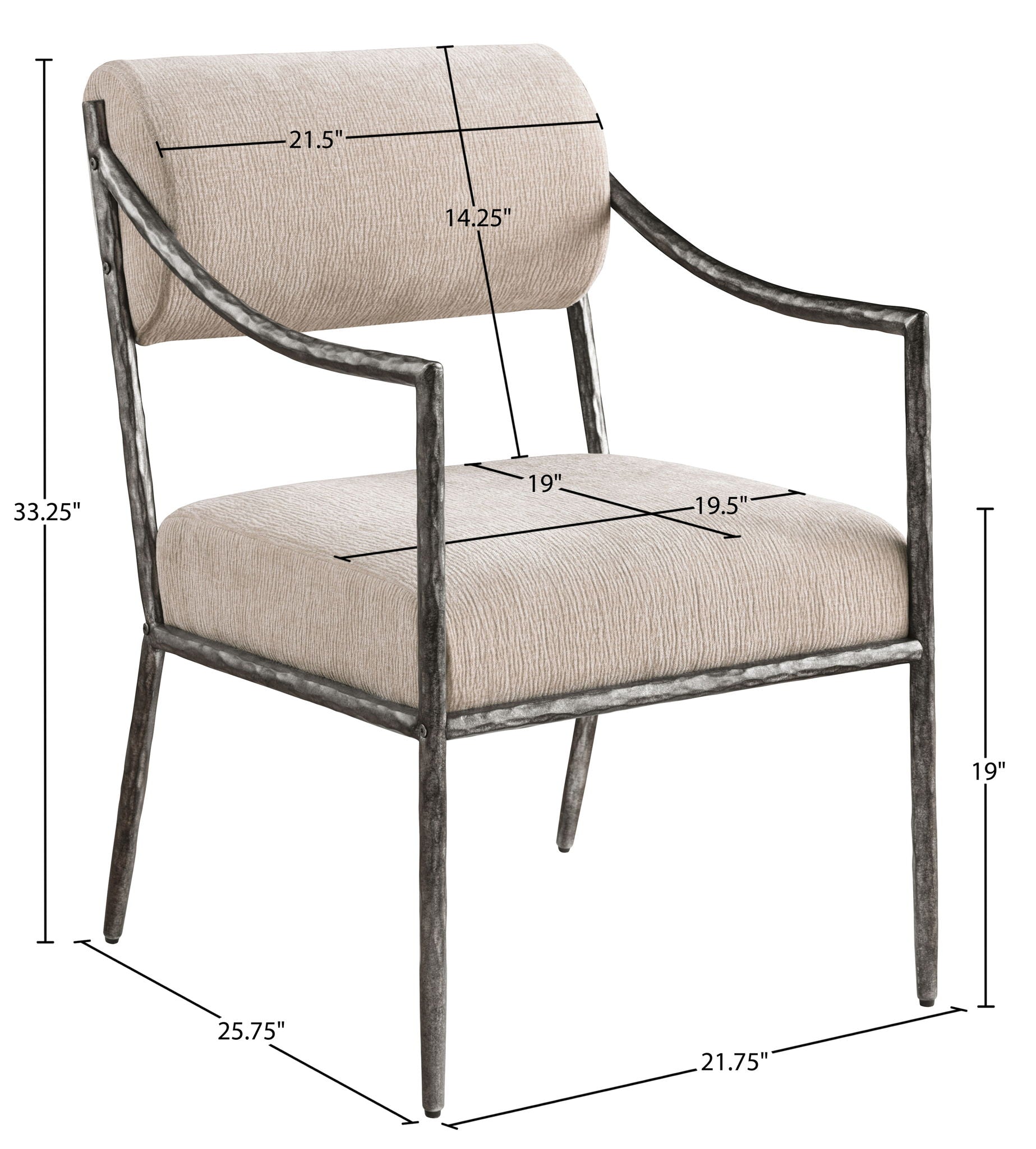 Bastille - Upholstered Dining Arm Chair (Set of 2) - Silver Frame