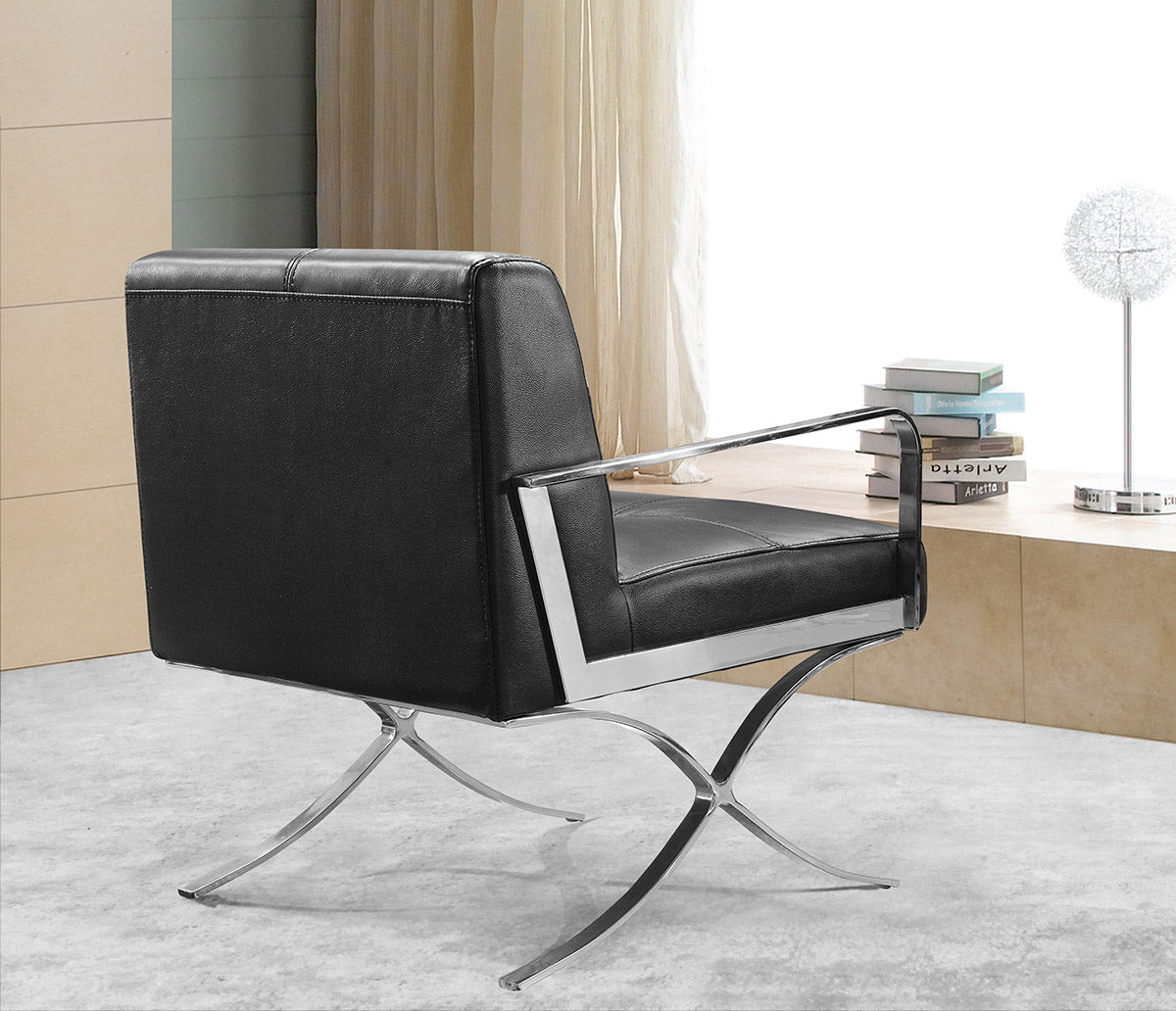 Delano Modern Black Leather Lounge Chair