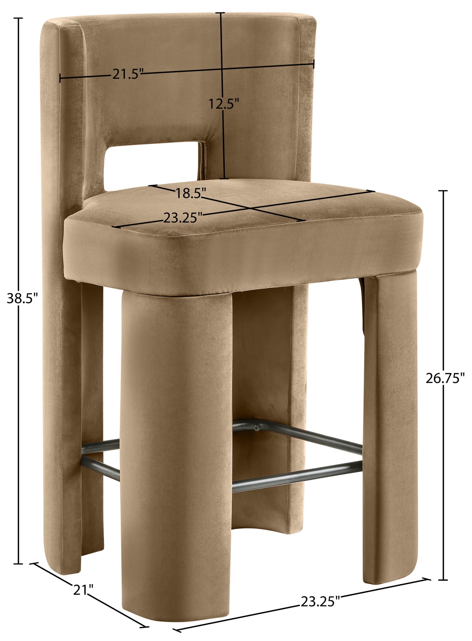 Zuno - Velvet Performance Fabric Upholstered Counter Stool (Set of 2)