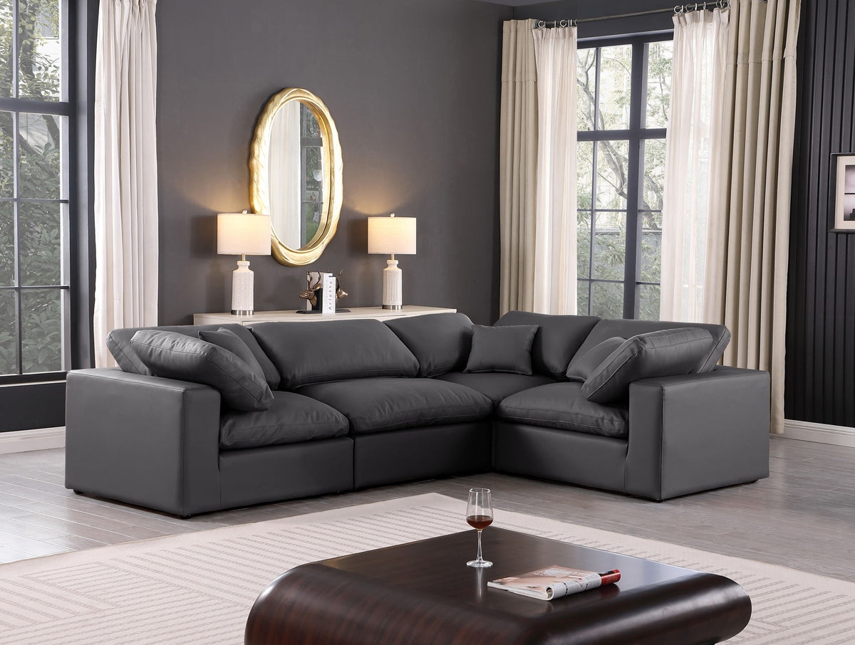 Comfy - 4 Piece Faux Leather Modular Sectional
