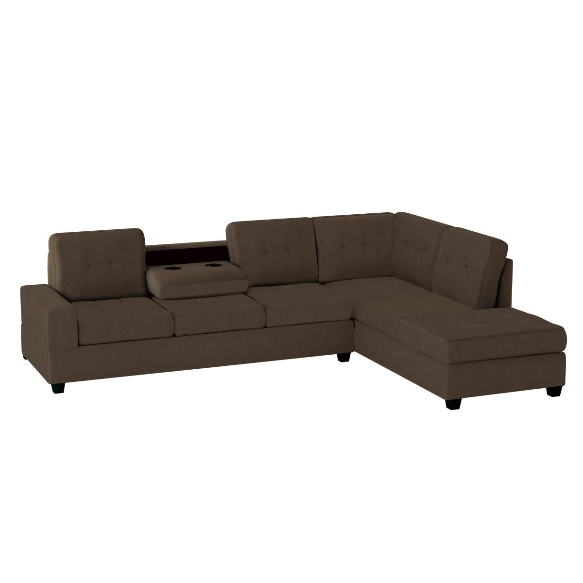 Maston - 3 Piece Reversible Sectional With Drop-Down Cup Holders And Storage Ottoman