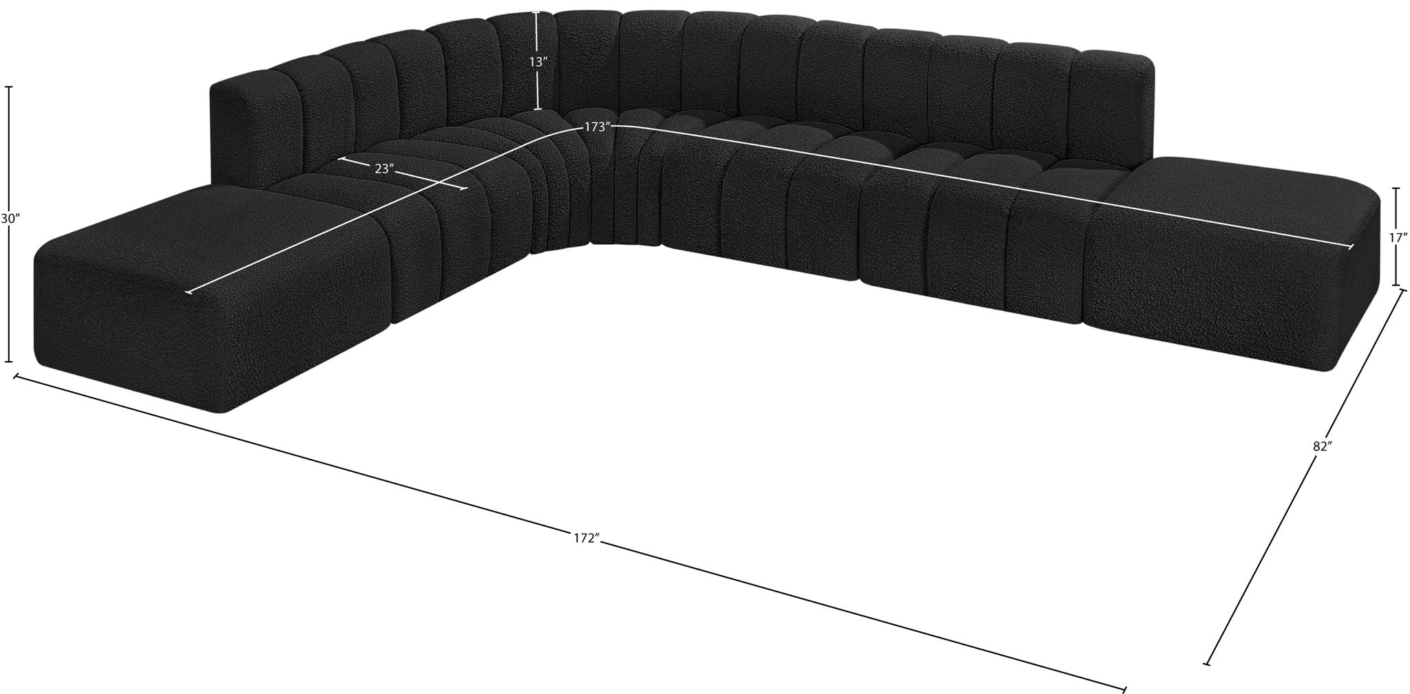 Arc - Boucle Fabric 7 Piece Corner Modular Sofa