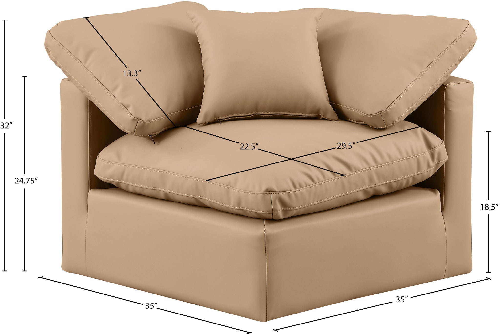 Indulge - Faux Leather Corner Chair - Tan