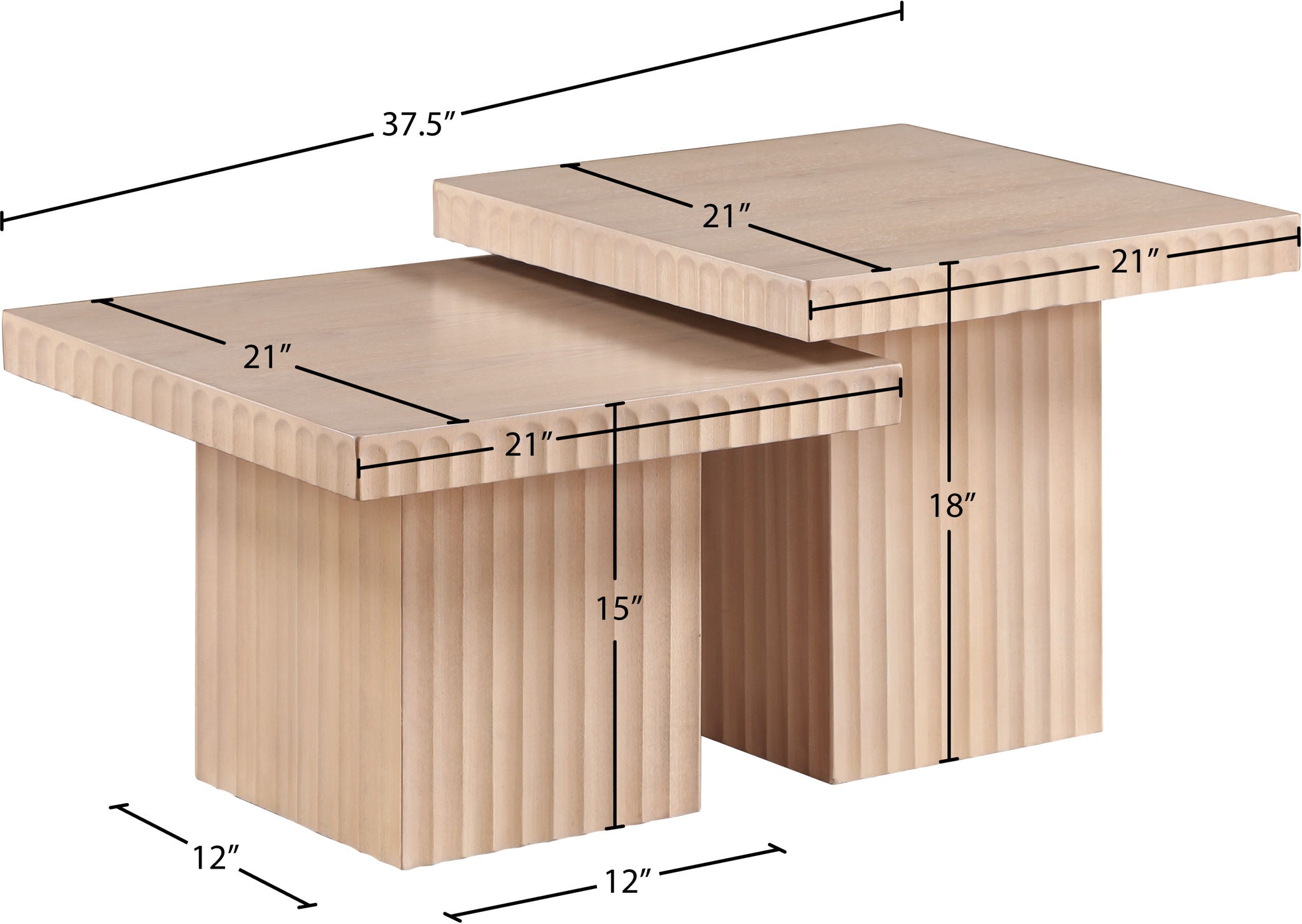 Spencer - 18" Oak Veneer 2 Piece Coffee Table