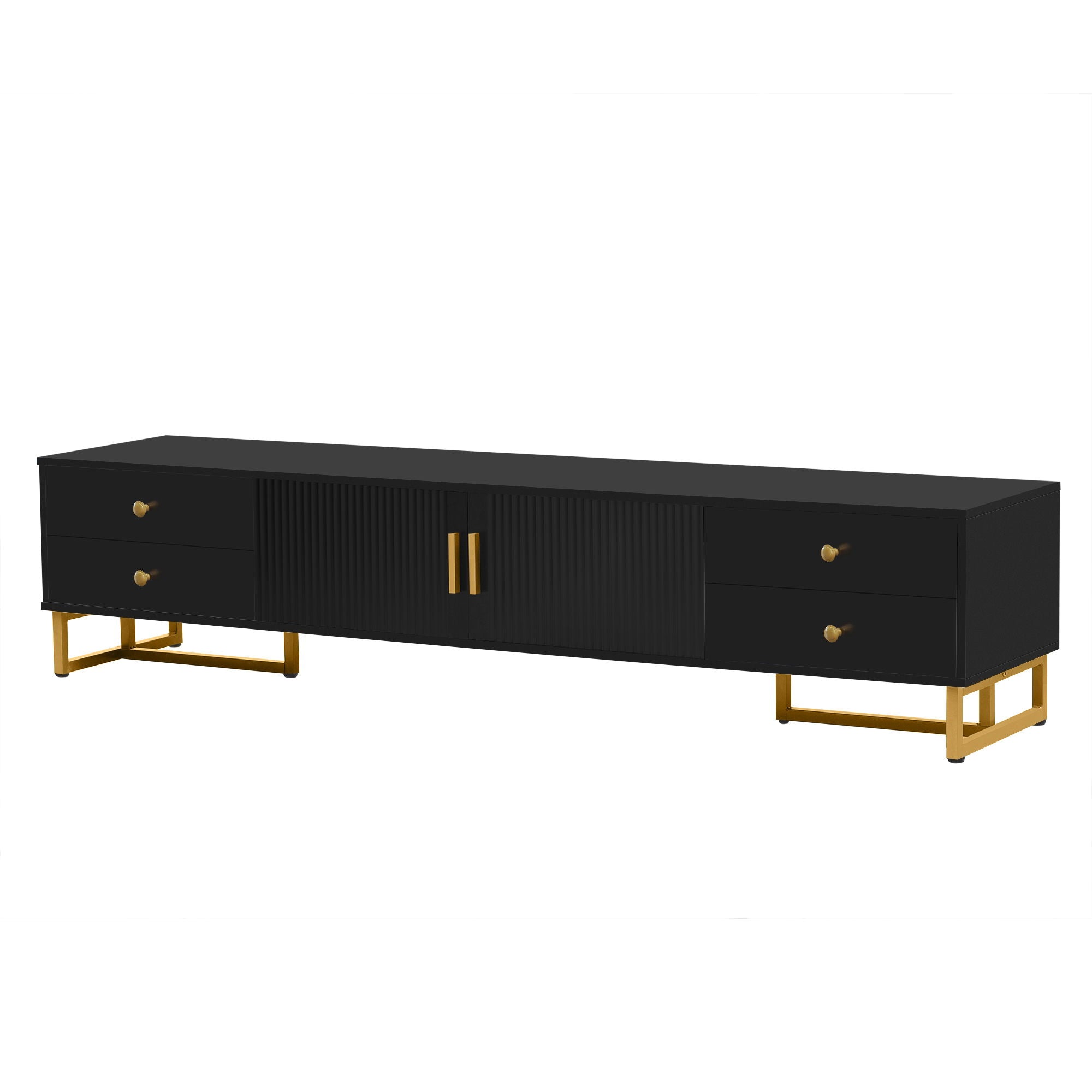 TV Media Console Table, TV Stand With Storage For Living Room - Black