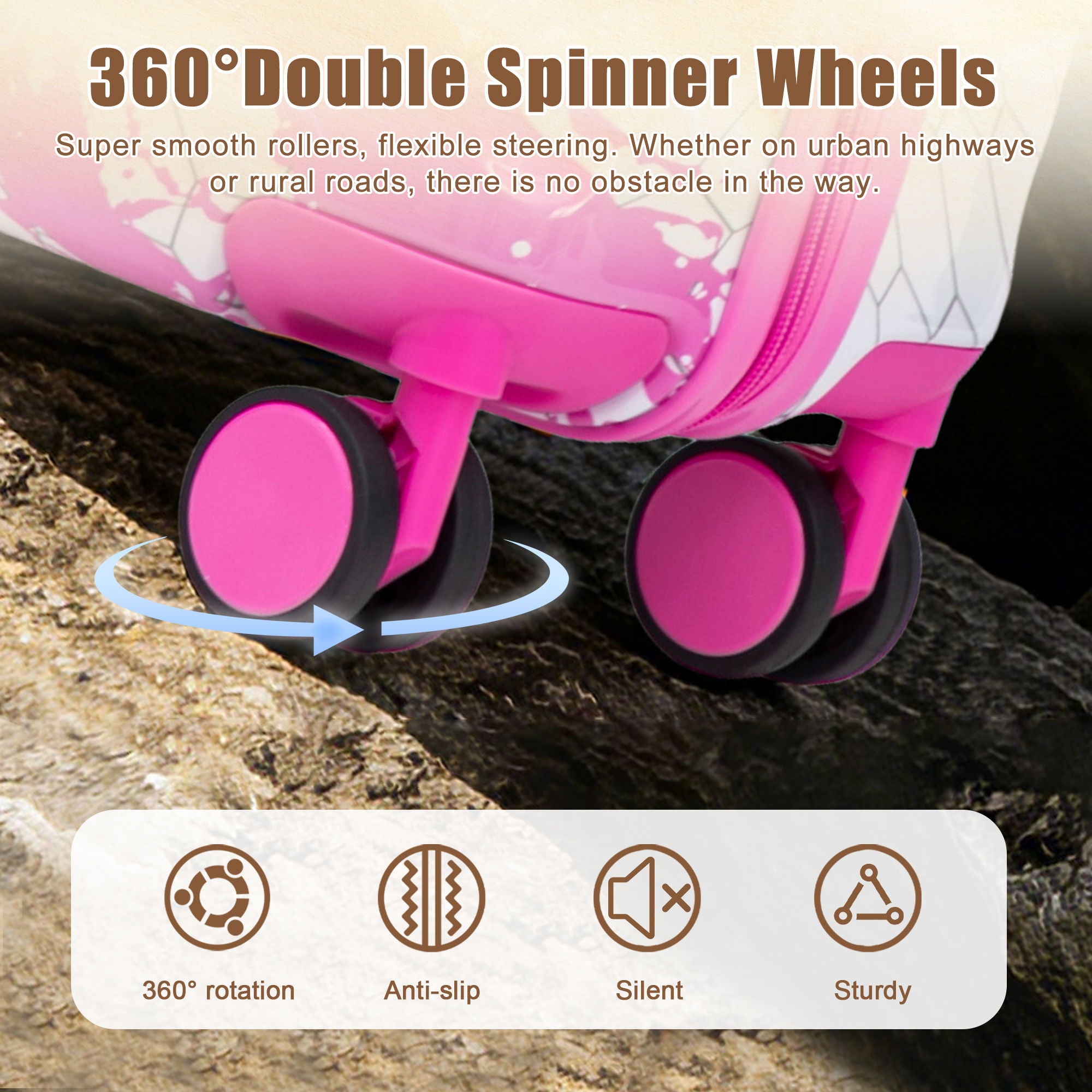 3 Piece With Combination Lock And Silent Wheels