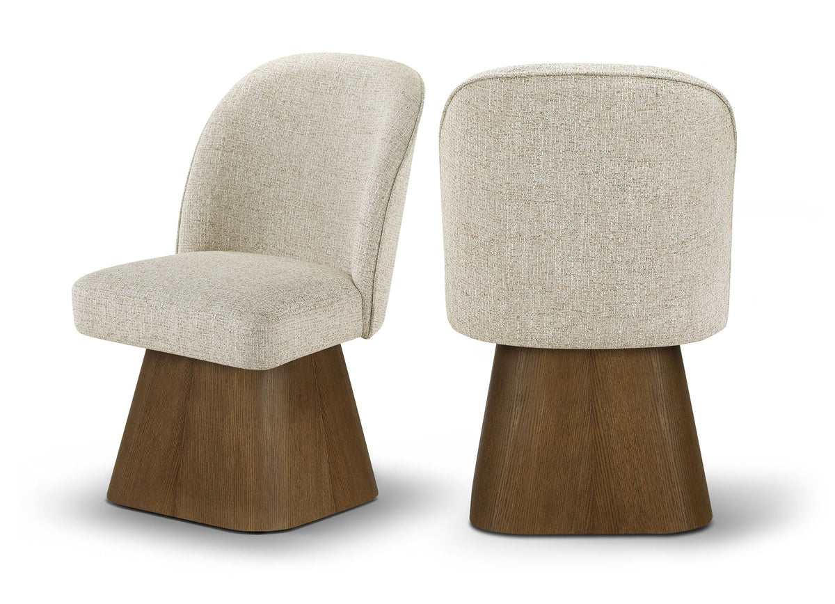 Marlowe - Linen Textured Fabric Upholstered Swivel Dining Side Chair - Stained Brown
