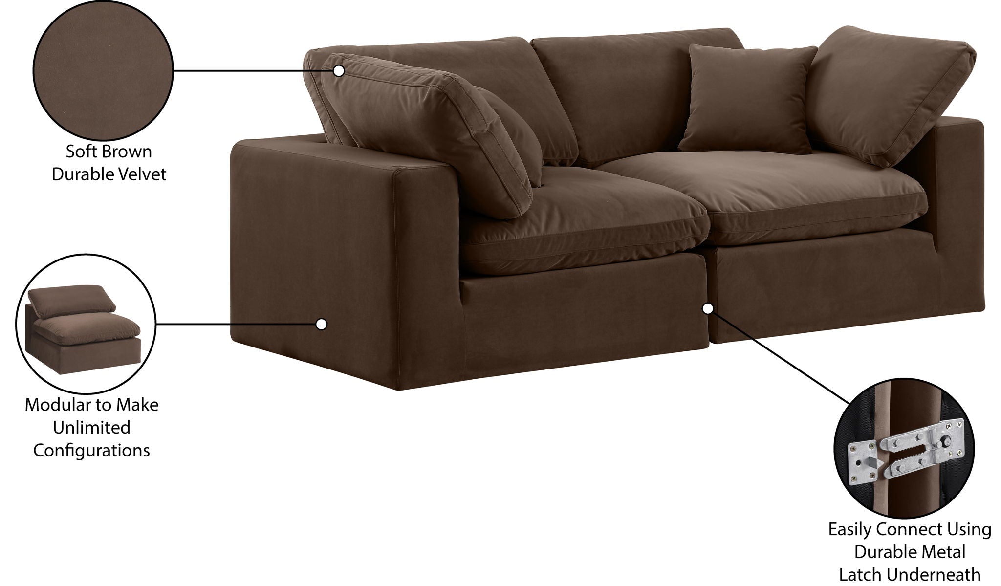 Comfy - Velvet Modular Sofa 2 Seats