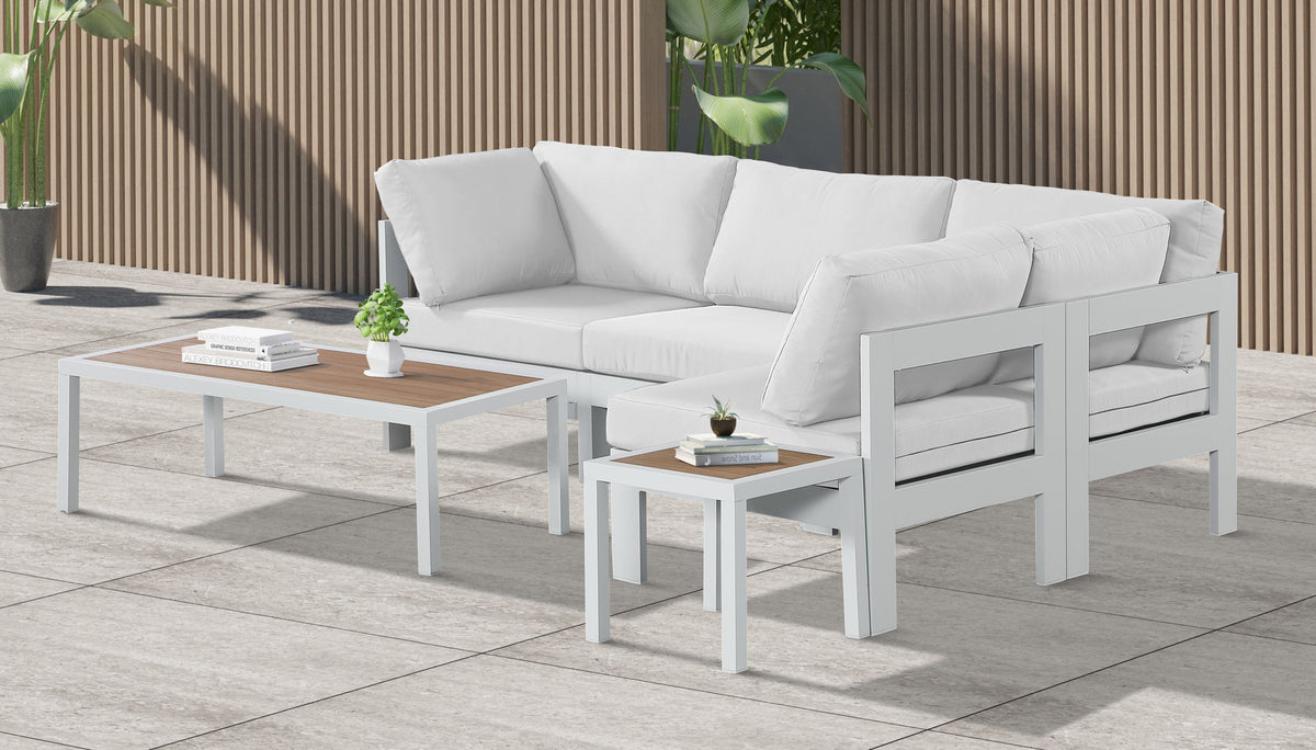 Nizuc - Outdoor Patio 4 Piece Modular Sectional With White Frame