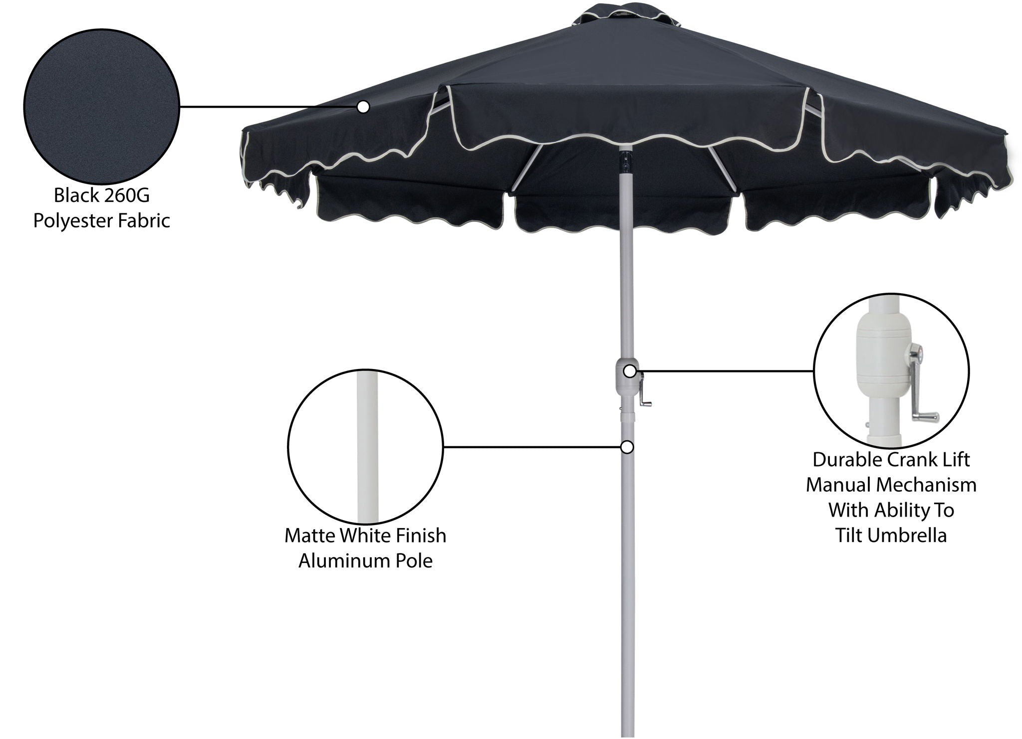 Amalfi - Patio Umbrella - White Pole