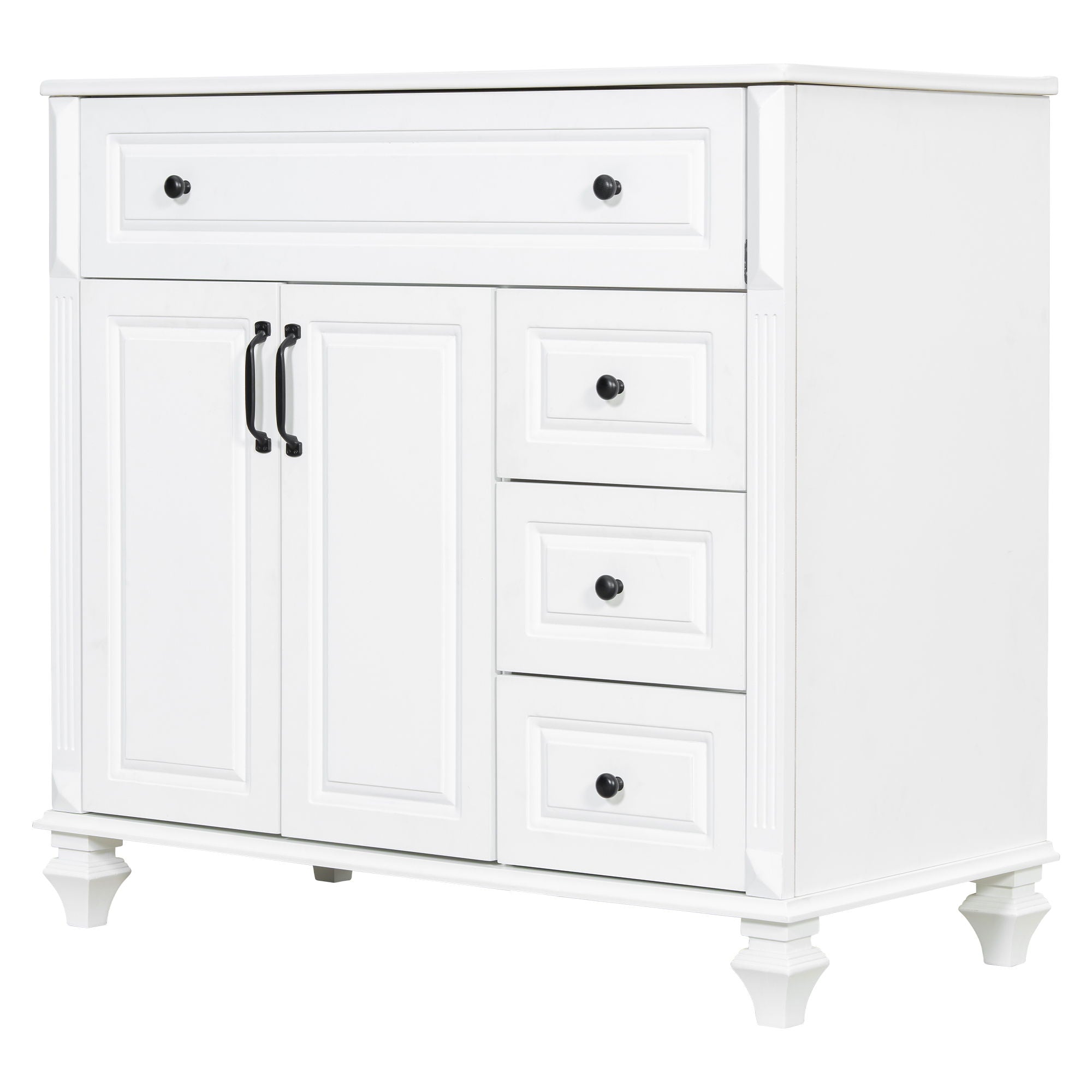 Modern Bathroom Vanity With Sink, 3 Drawers & 2 Doors