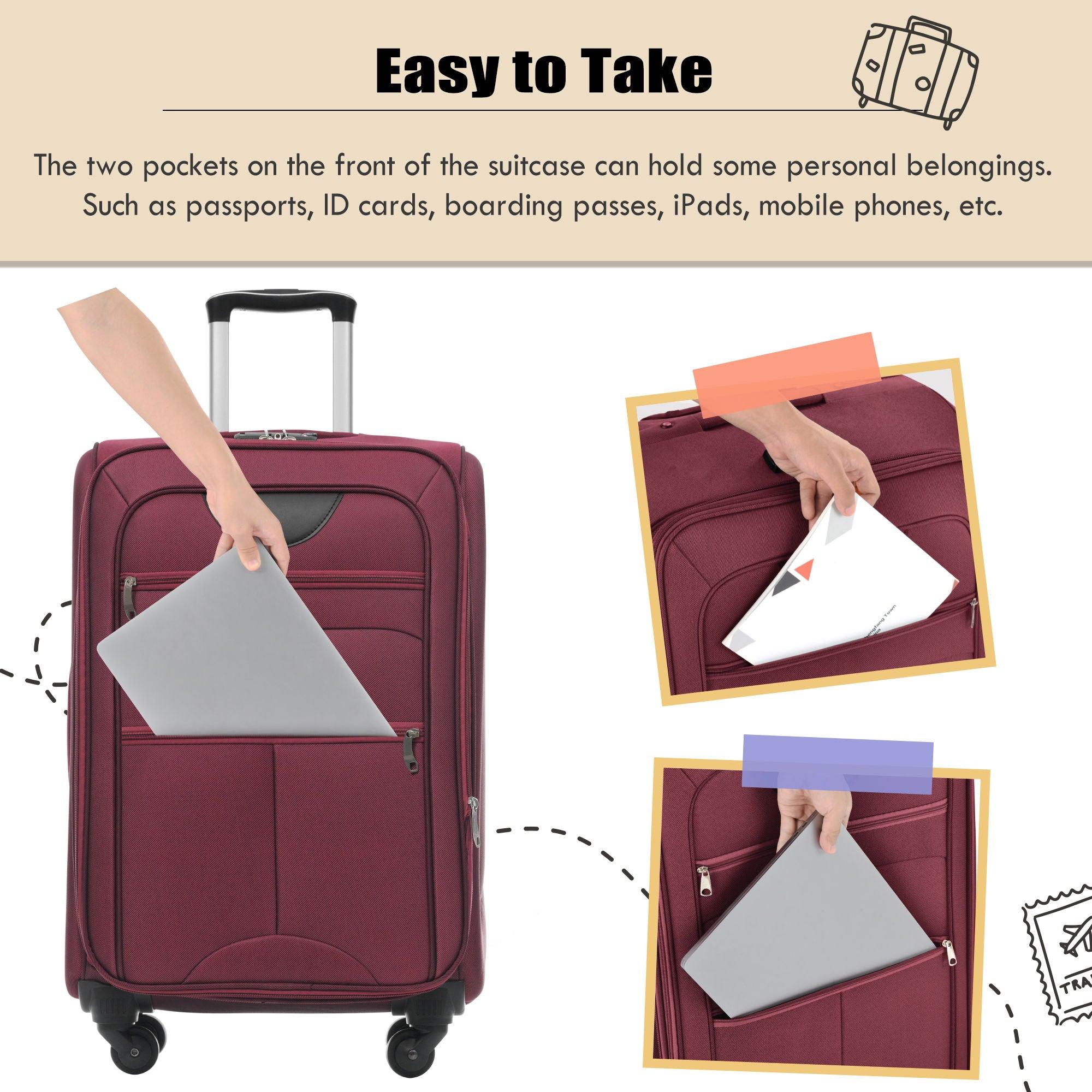 Softside Luggage Expandable Set With Duffel Bag Upright Spinner