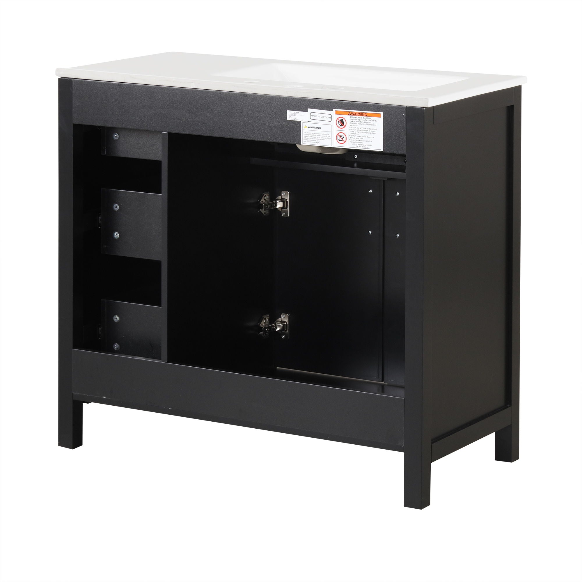 Modern Bathroom Vanity With Sink Top, 2 Doors And 3 Drawers