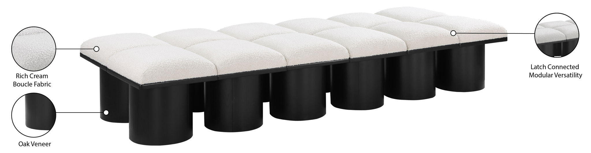 Pavilion - 12 Piece Modular Bench With Black Base