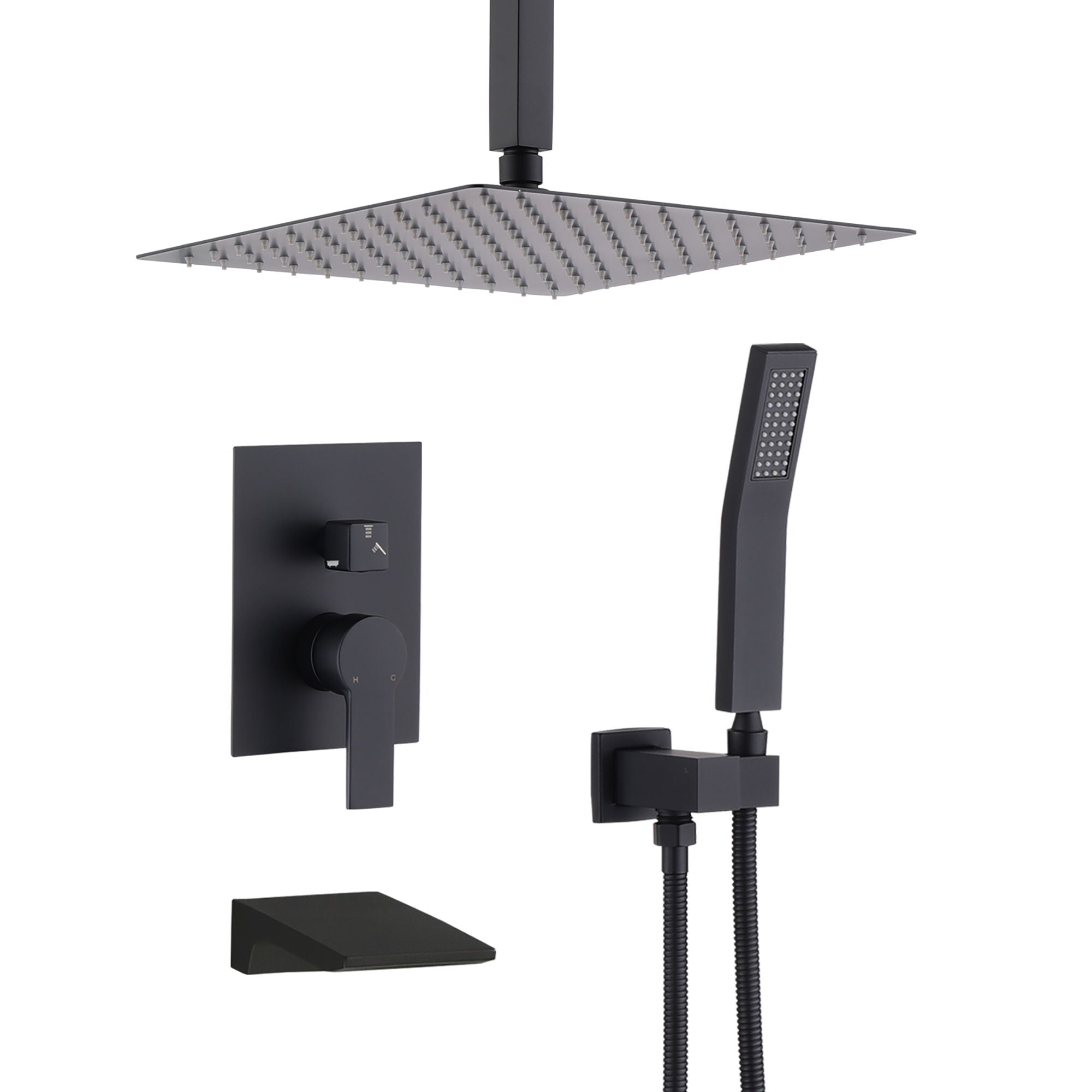 Wall Mount Shower System With High Pressure 10" Shower Head And Handheld
