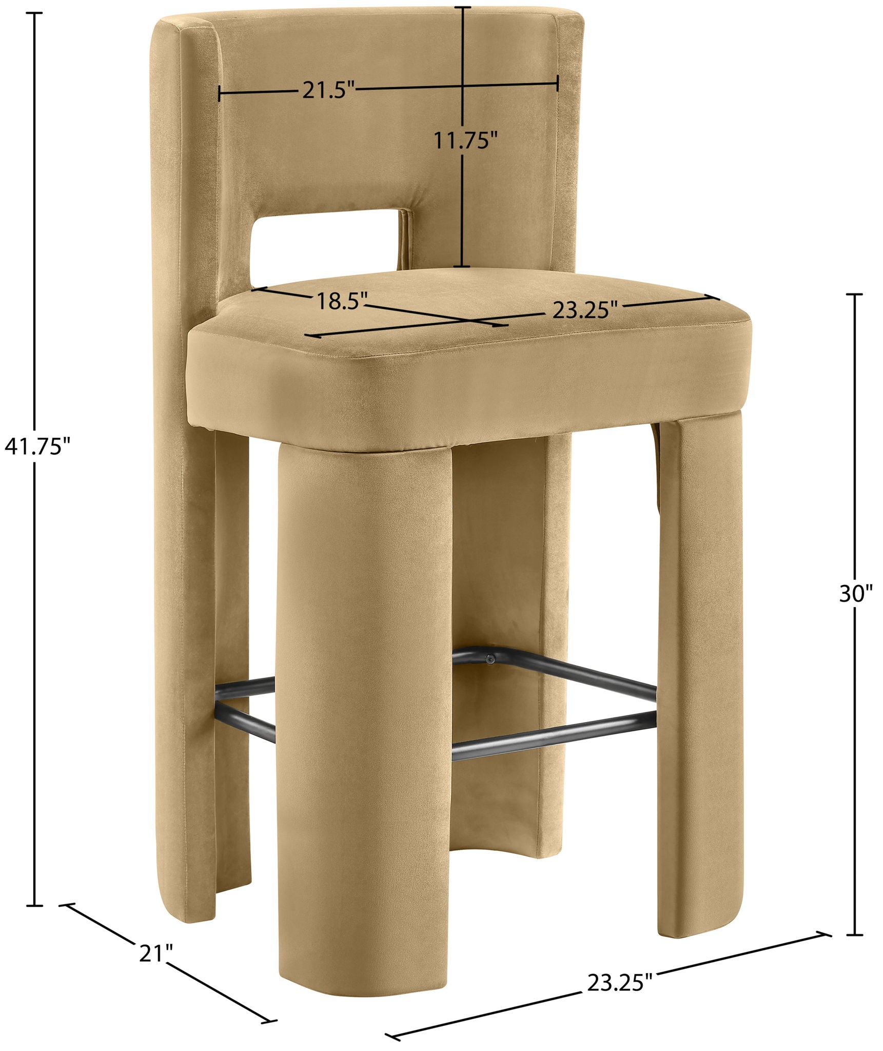 Zuno - Velvet Performance Fabric Upholstered Bar Stool (Set of 2)