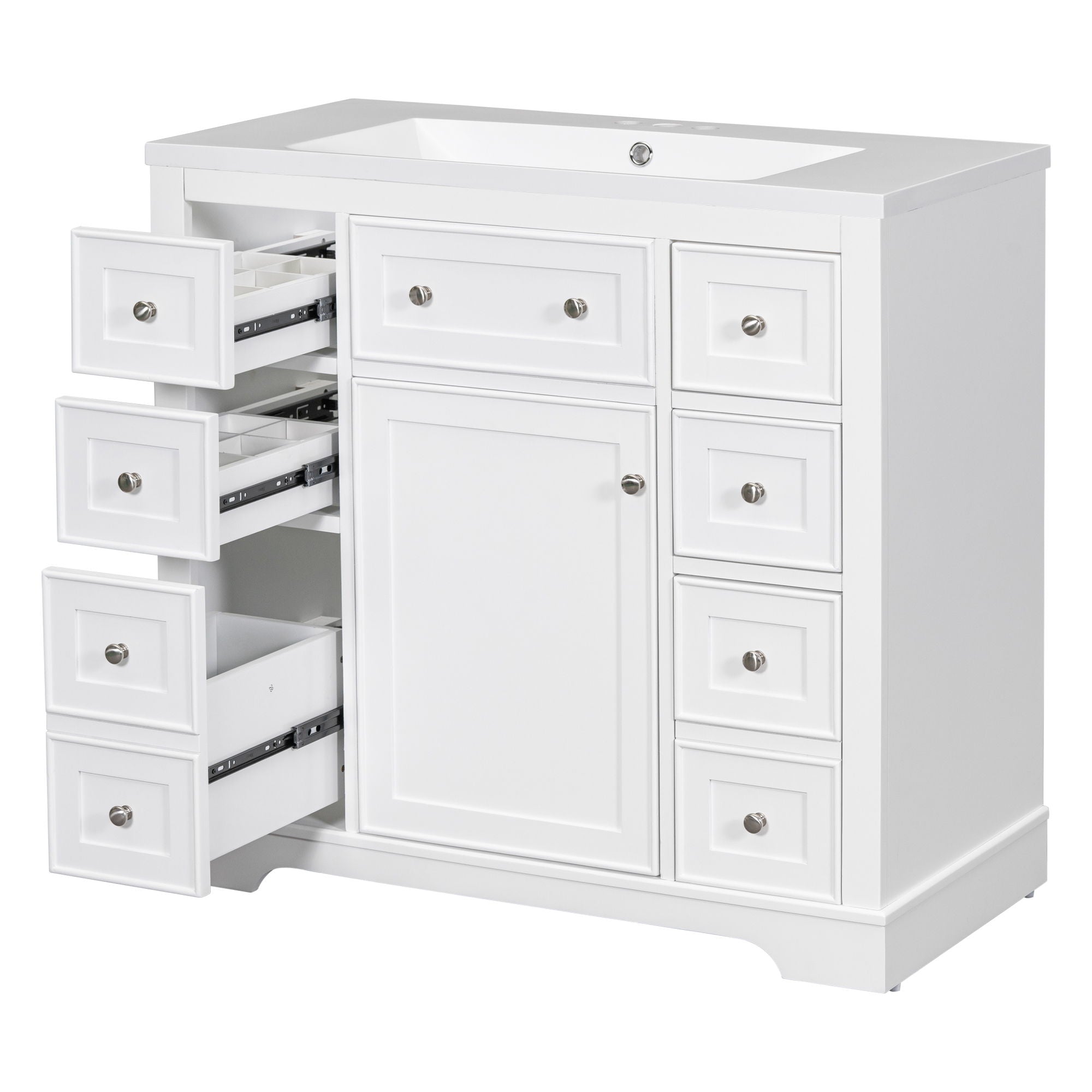 Modern Bathroom Vanity With Sink Combo, 6 Drawers And 1 Cabinet