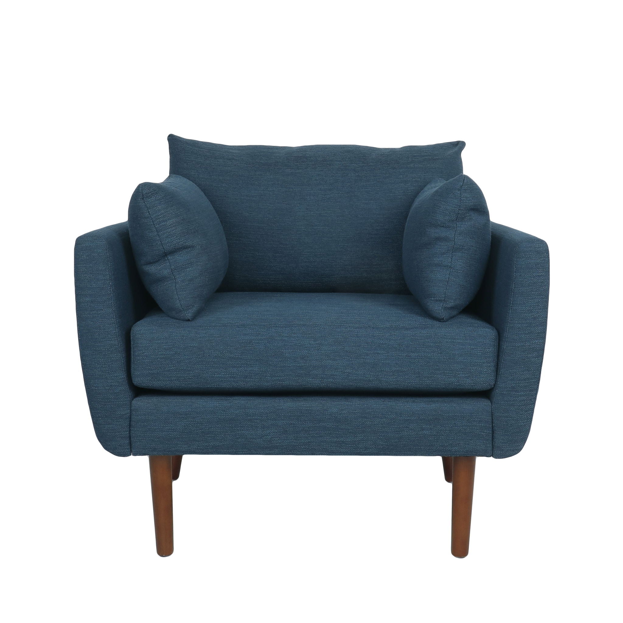 Luminate - Upholstered Fabric Club Chair With Tapered Legs And 2 Accent Pillows - Navy Blue